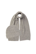 Ribbed Cashmere Grey Scarf & Beanie Gift Set