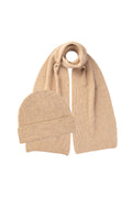 Ribbed Cashmere Natural Scarf & Beanie Gift Set