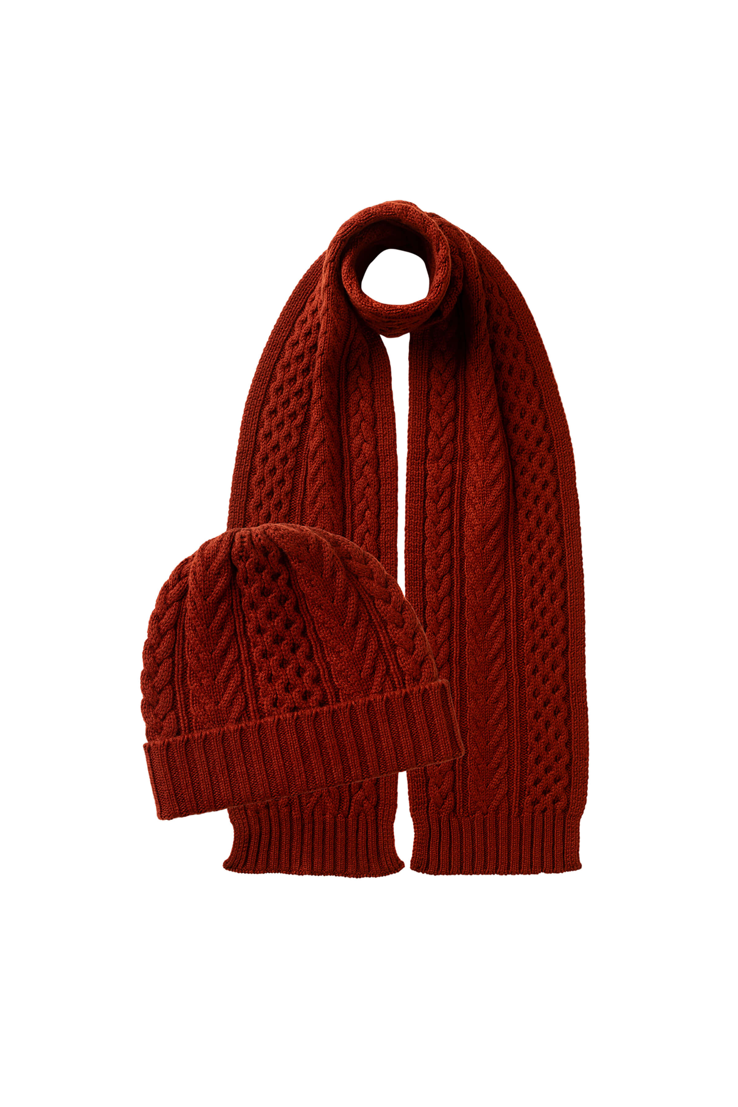 Aran Cashmere Red Hat & Scarf Gift Set