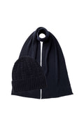 Cable Cashmere Navy Scarf & Beanie Gift Set