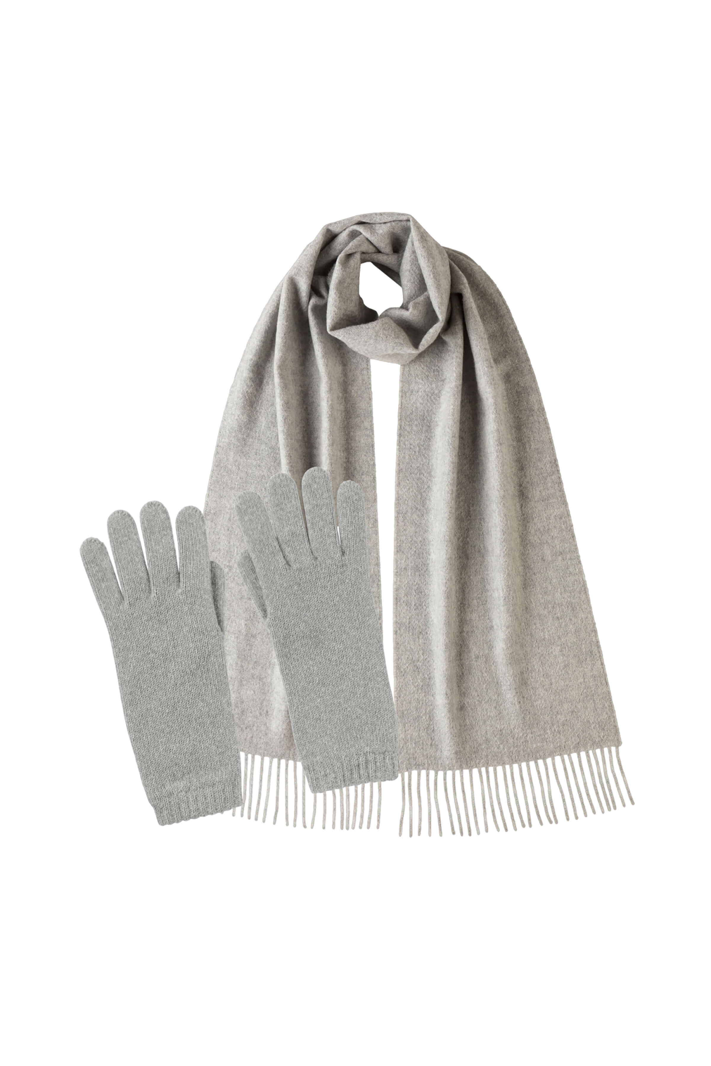Women's Light Grey Cashmere Accessories Gift Set