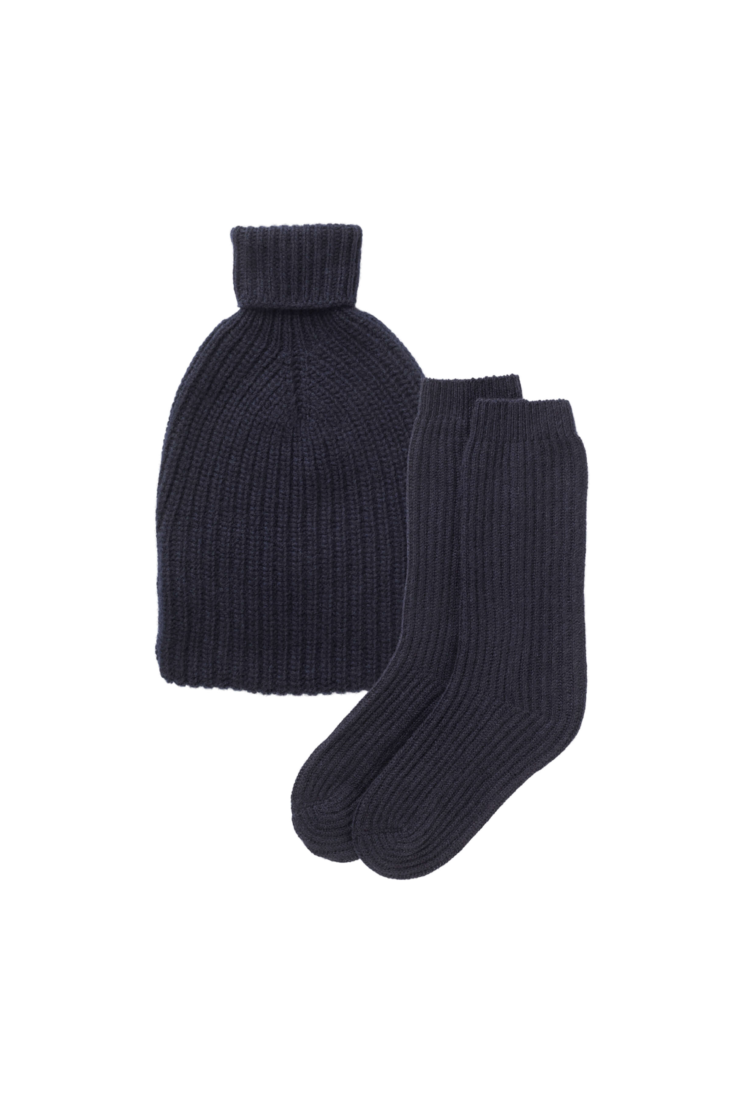 Cashmere Navy Hot Water Bottle Gift Set