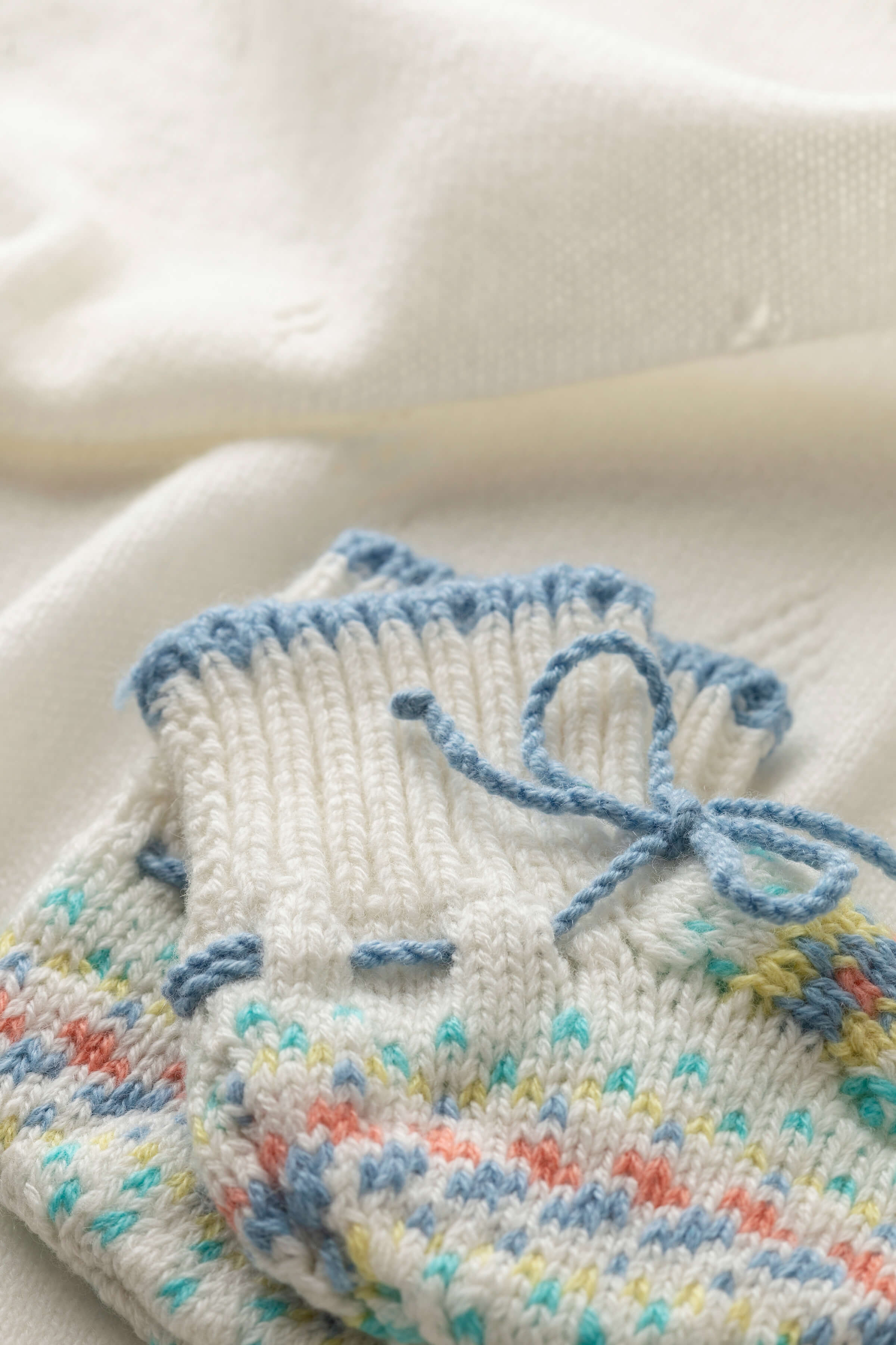 Blue Fairisle Cashmere Baby Booties