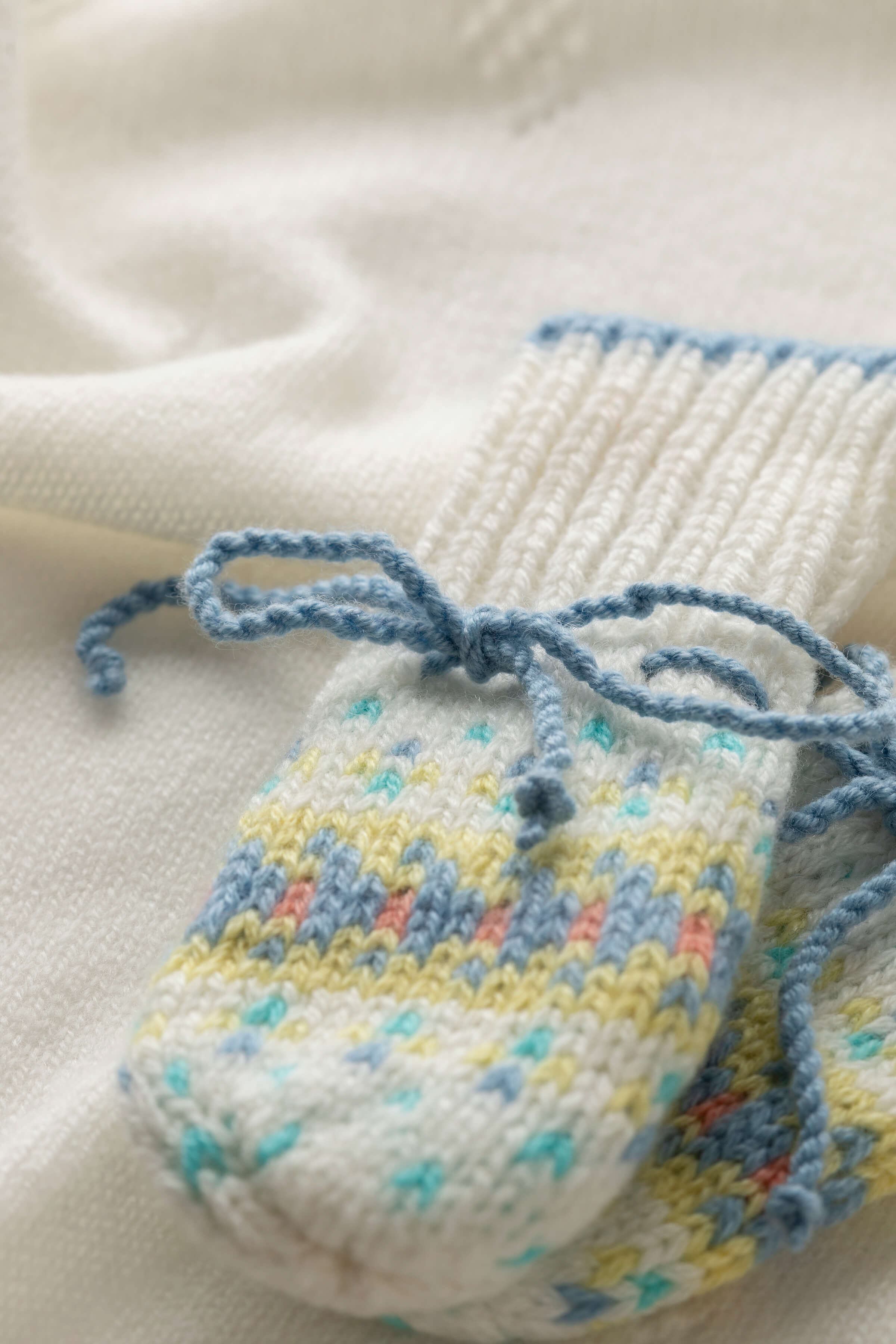 Blue Cashmere Fairisle Baby Mittens