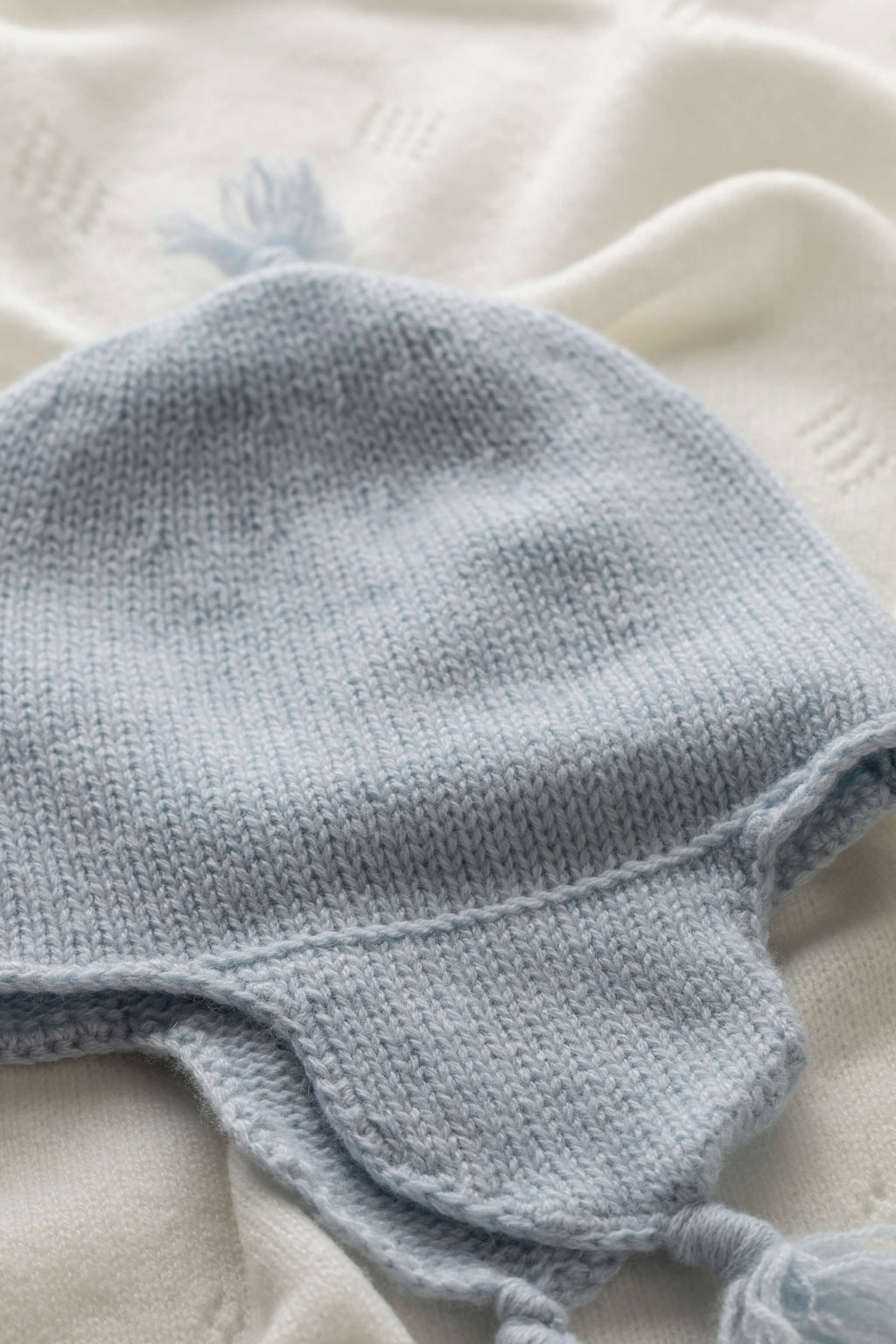 Blue Cashmere Baby Hat with Tassel