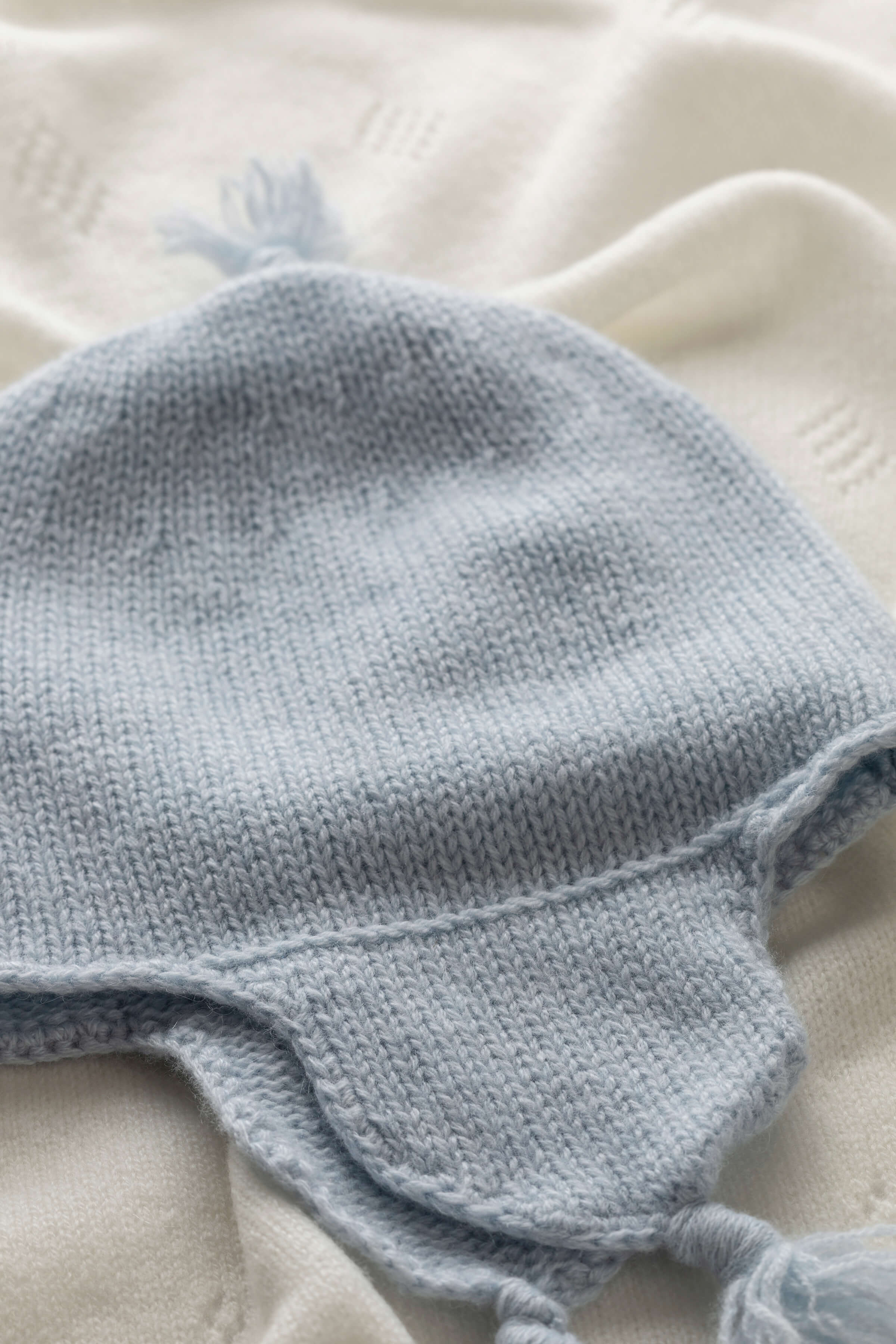 Blue Cashmere Baby Hat with Tassel