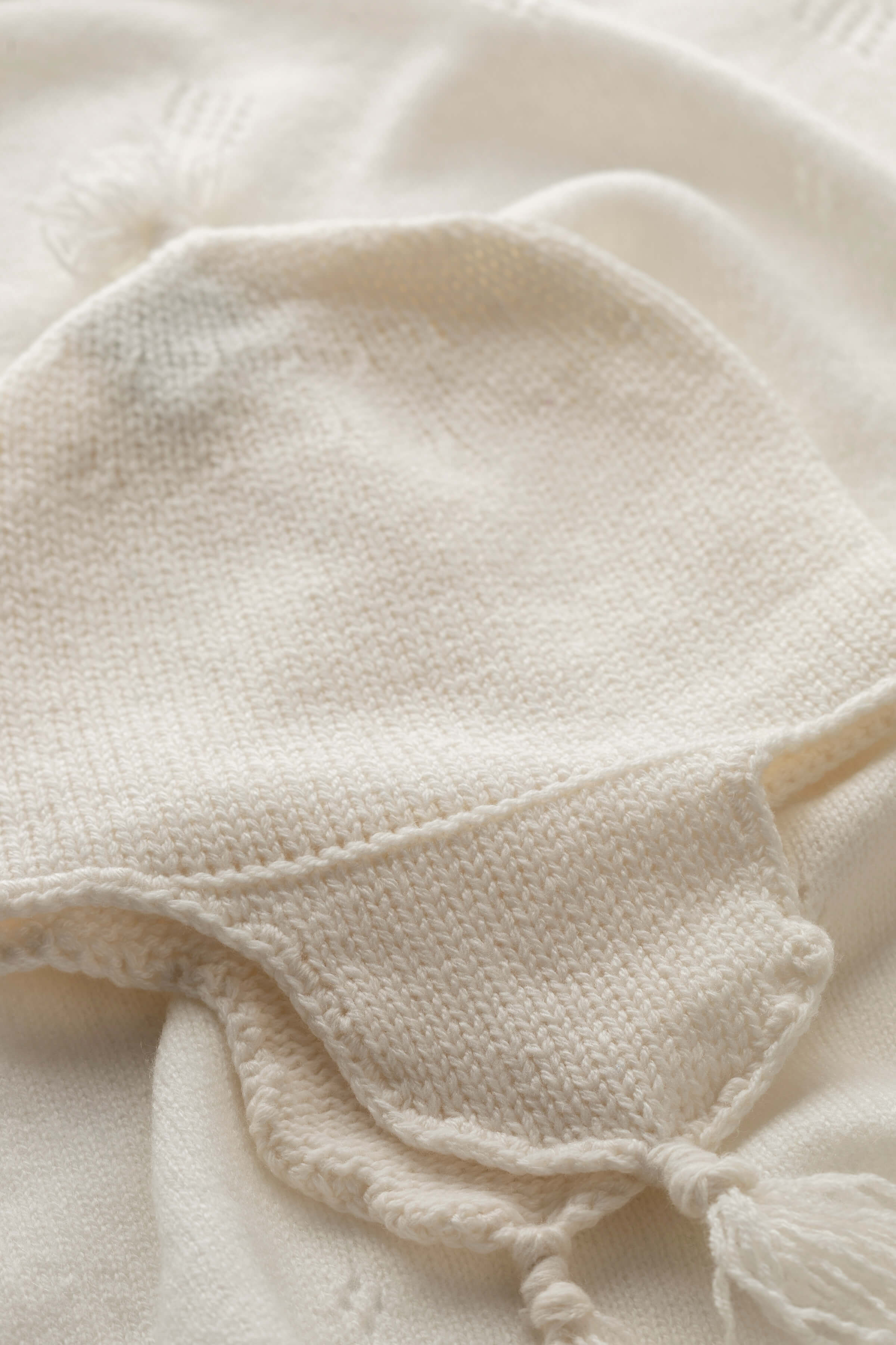 White Cashmere Baby Hat with Tassel