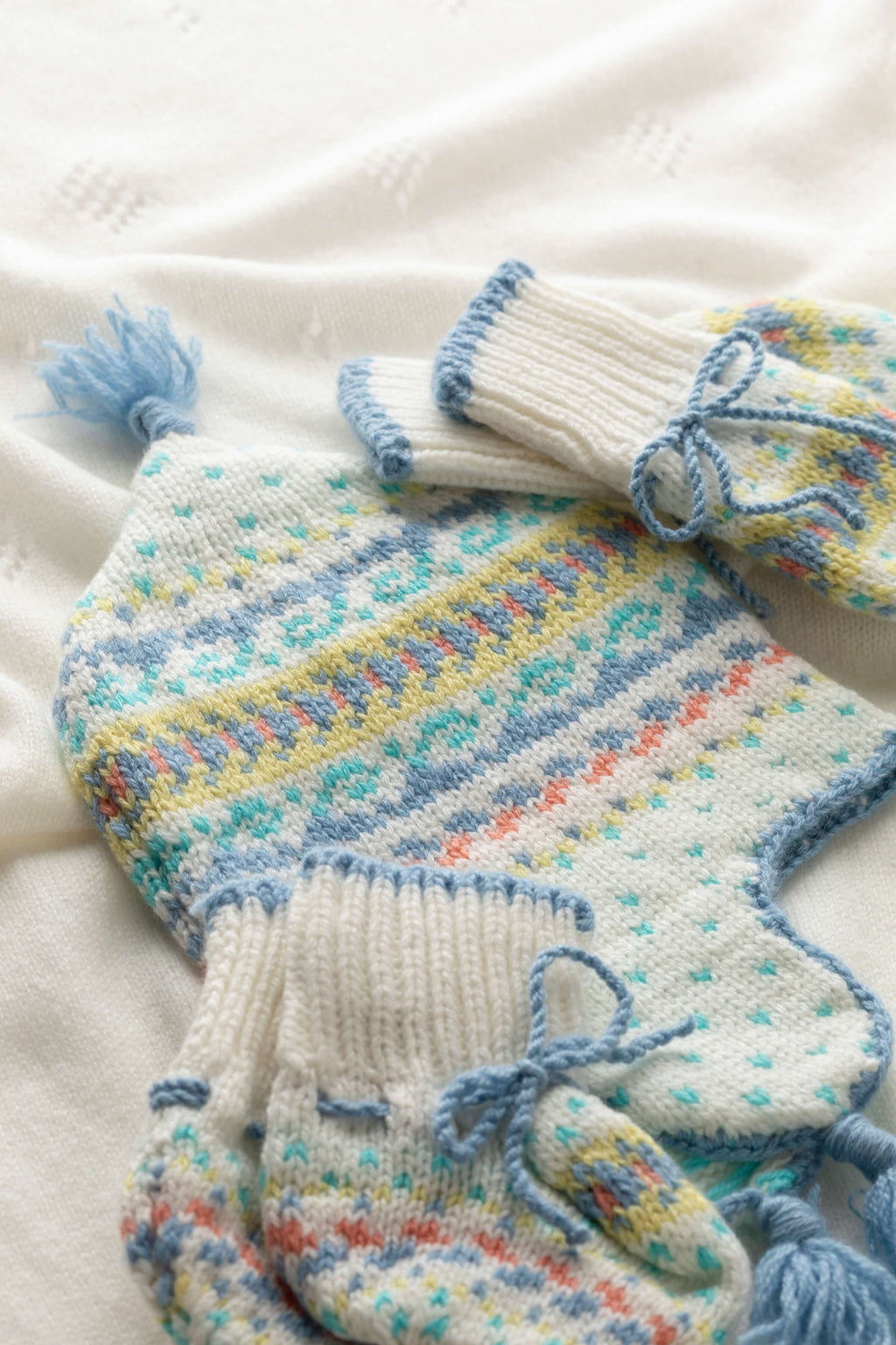 Blue Fairisle Cashmere Baby Booties