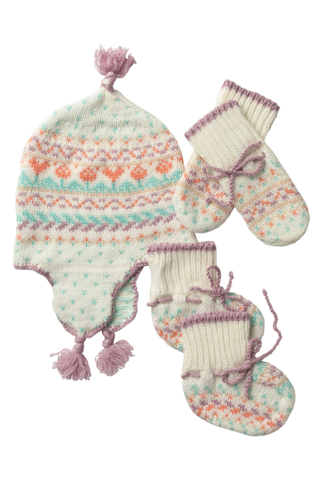 Baby's Pink Fairisle Accessories Gift Set