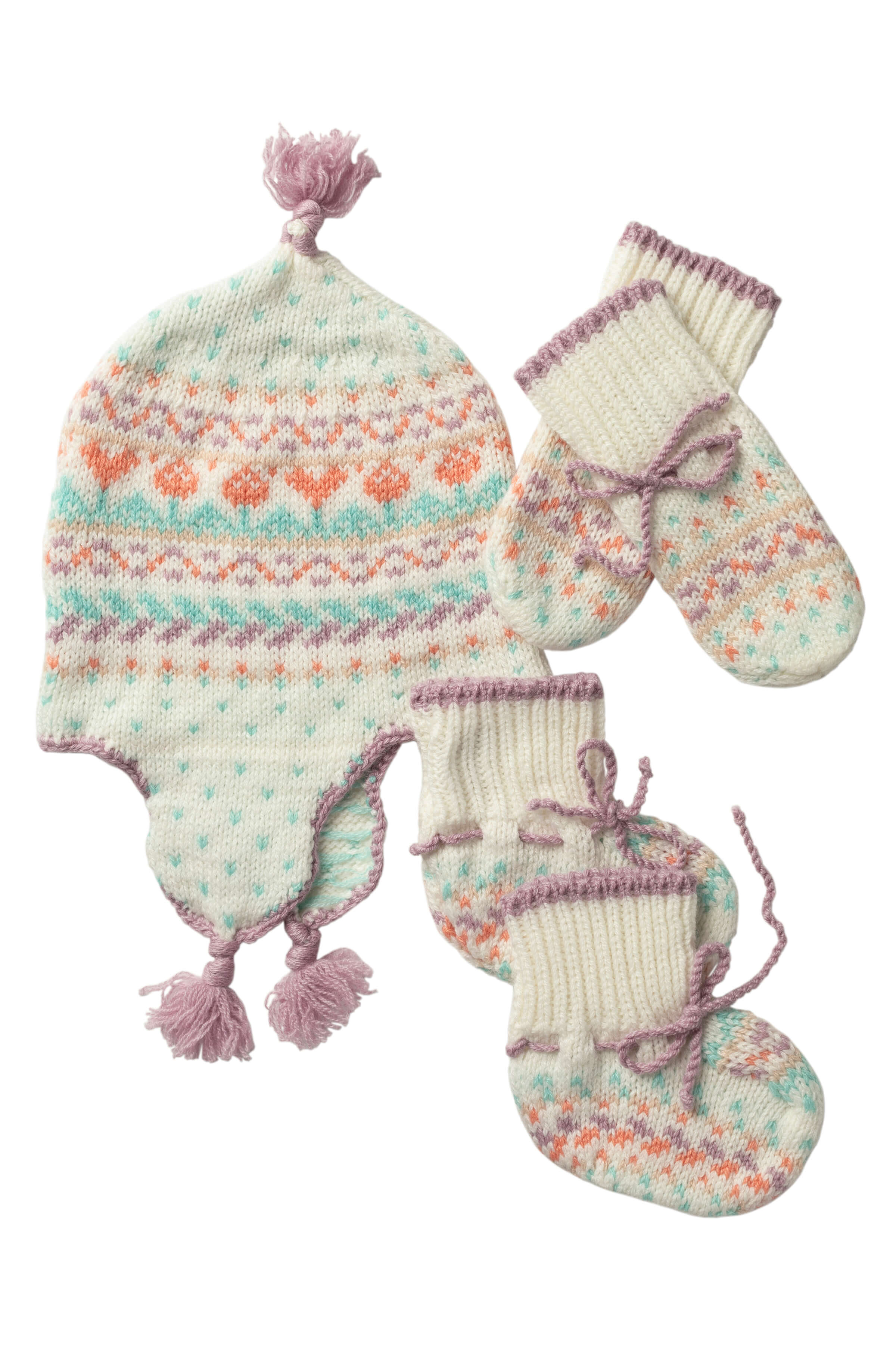 Baby's Pink Fairisle Accessories Gift Set