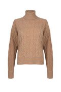 Cable Cashmere Camel Roll Neck Jumper
