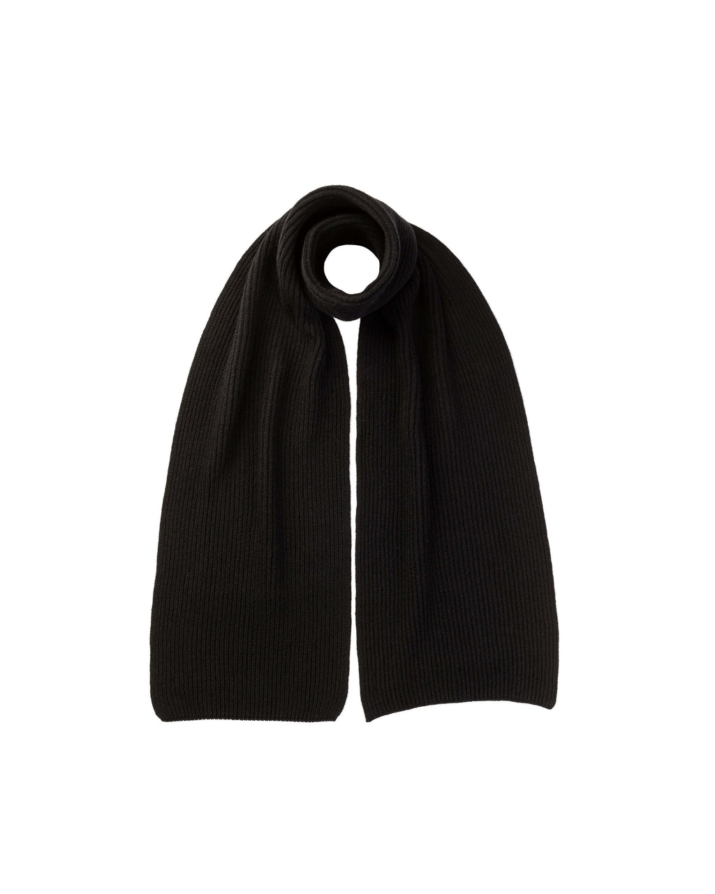 Ribbed Cashmere Black Scarf & Beanie Gift Set