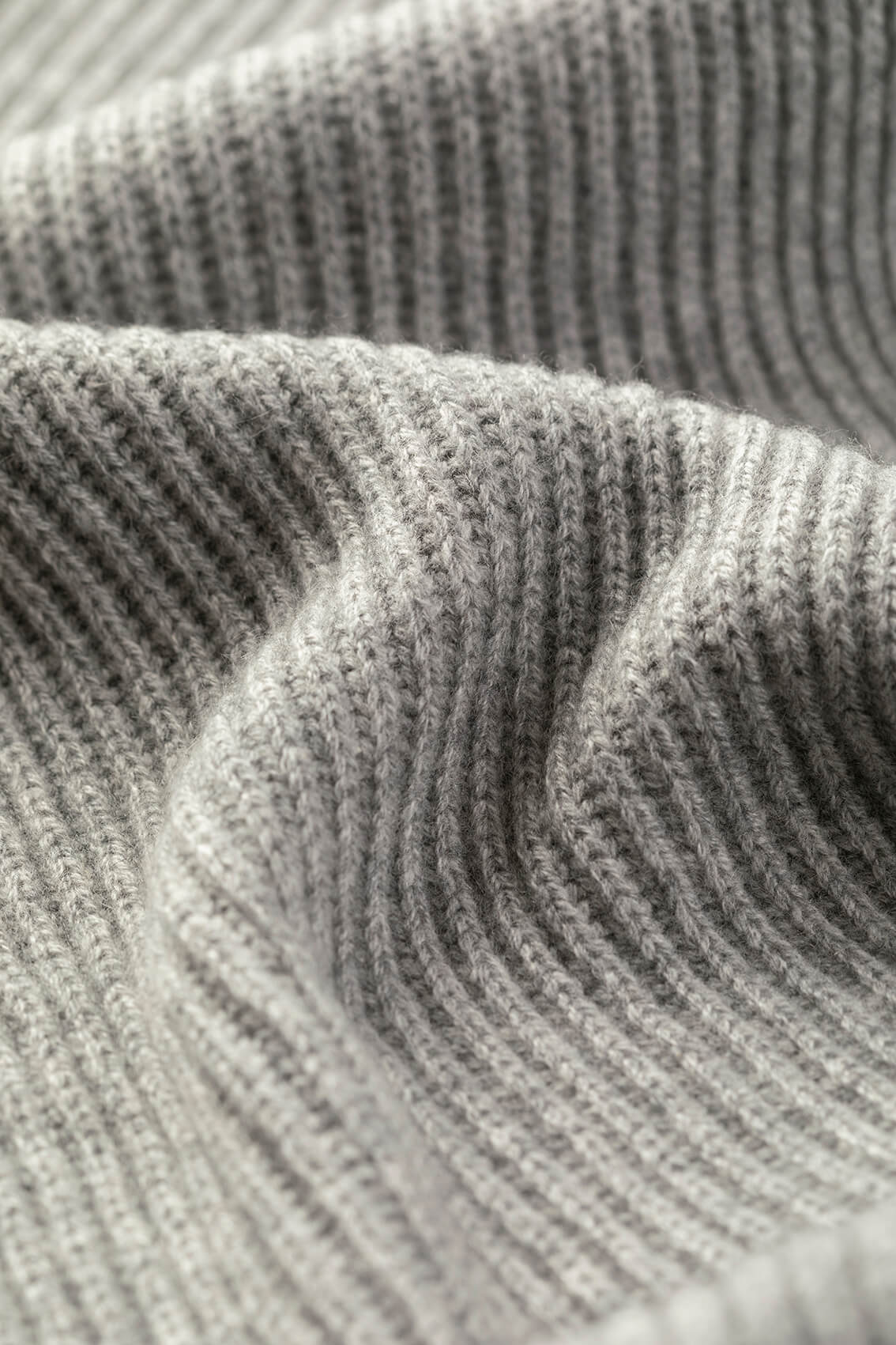 Light Grey Cashmere Ribbed Scarf
