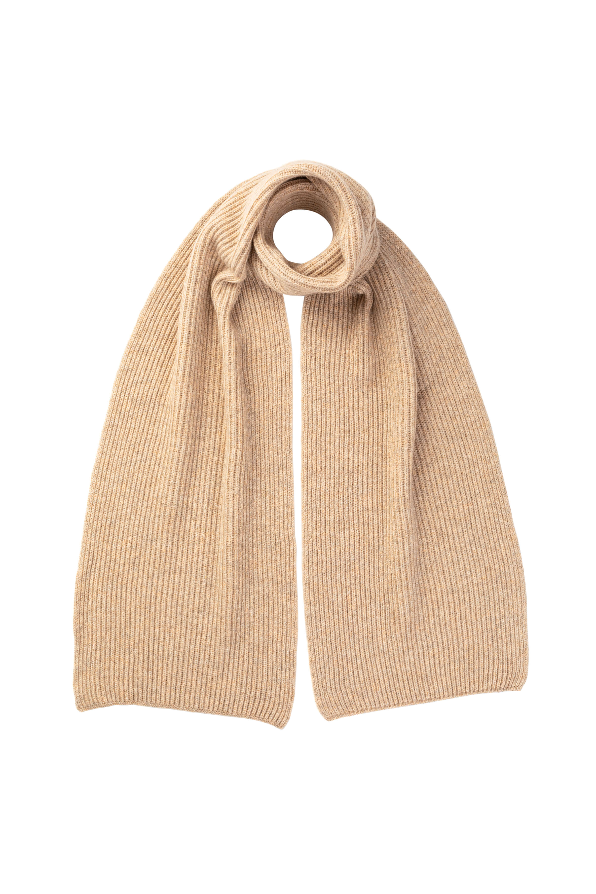 Natural Cashmere Ribbed Scarf