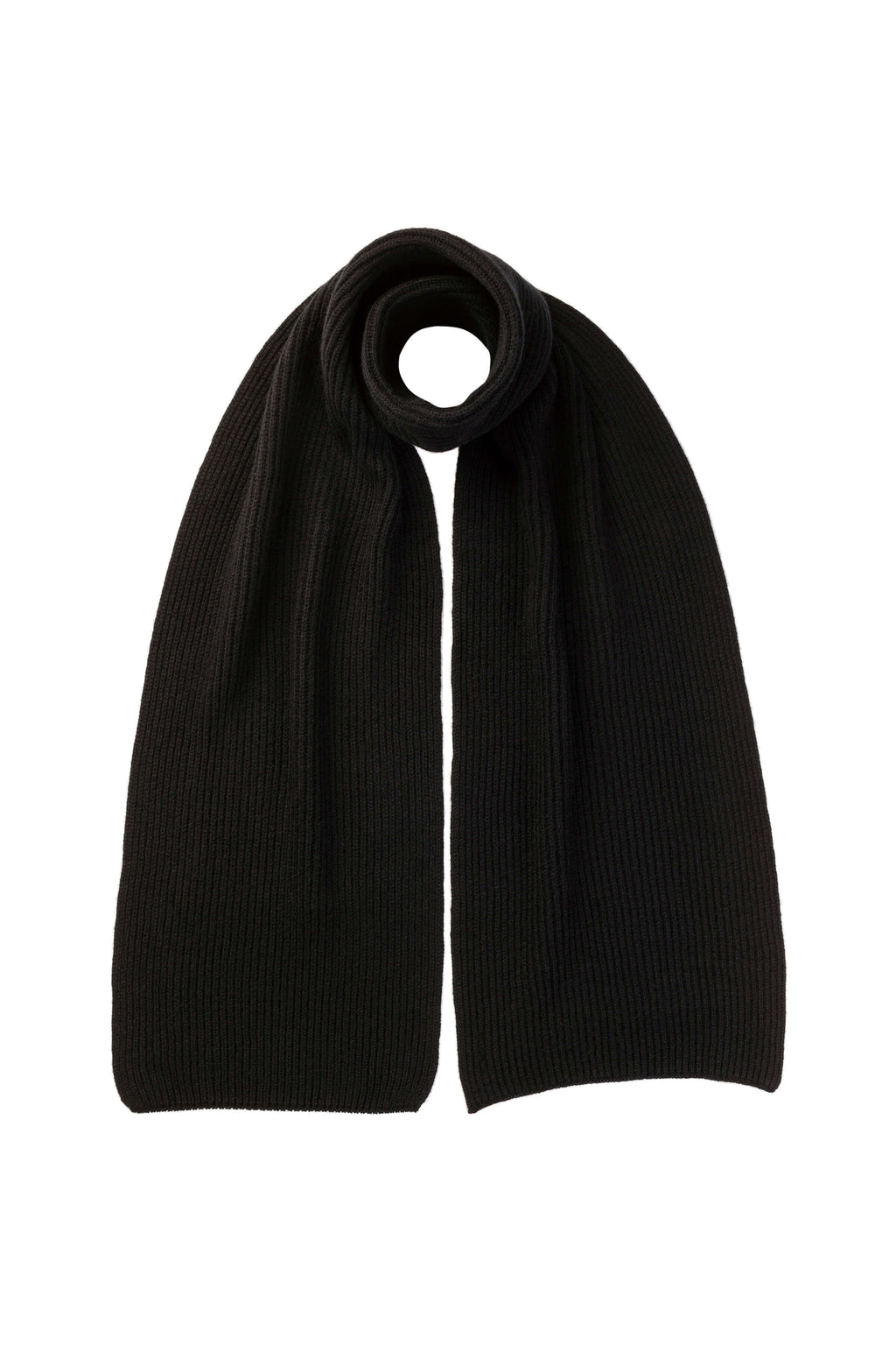 Black Cashmere Ribbed Scarf