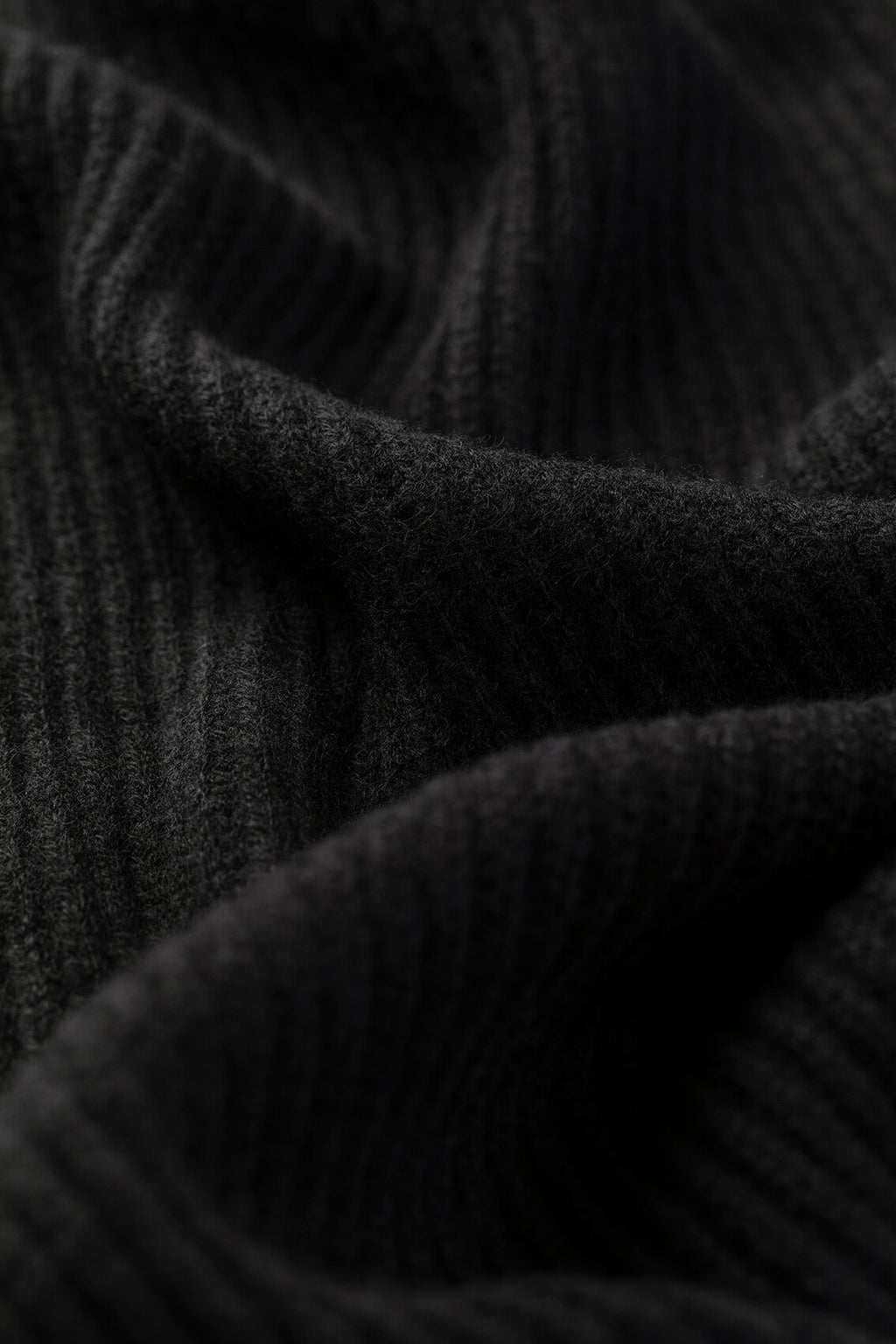 Black Cashmere Ribbed Scarf