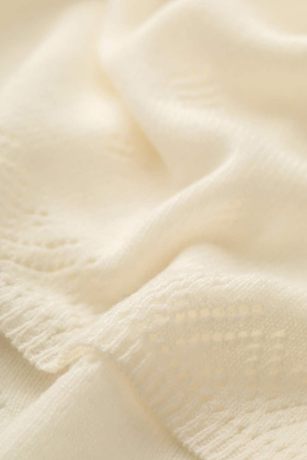 Pointelle White Cashmere Baby Blanket