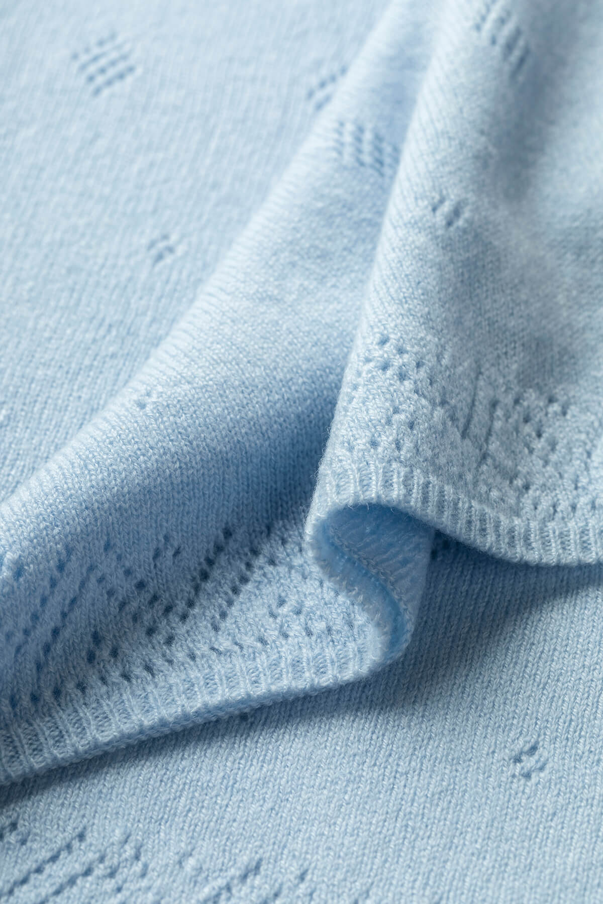 Pointelle Blue Cashmere Baby Blanket