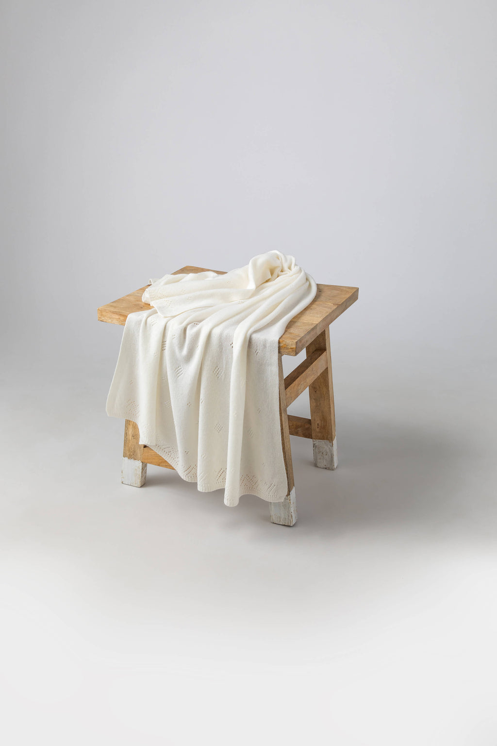 Pointelle White Cashmere Baby Blanket