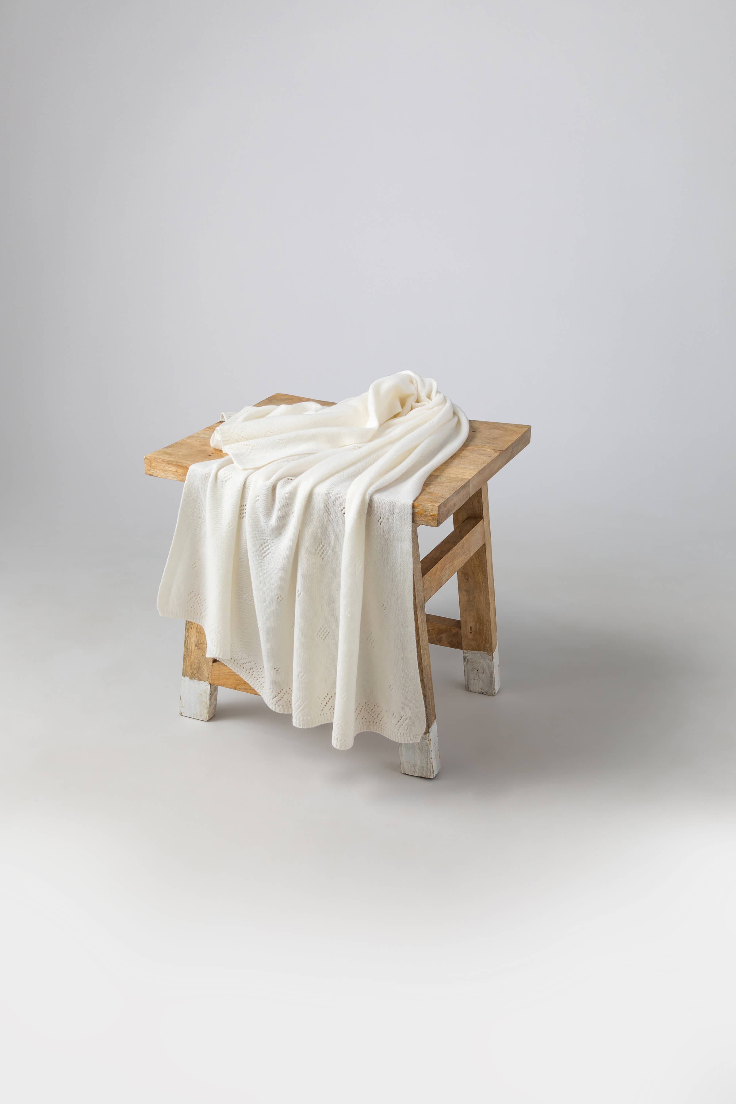 Pointelle White Cashmere Baby Blanket