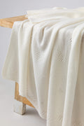 Pointelle White Cashmere Baby Blanket