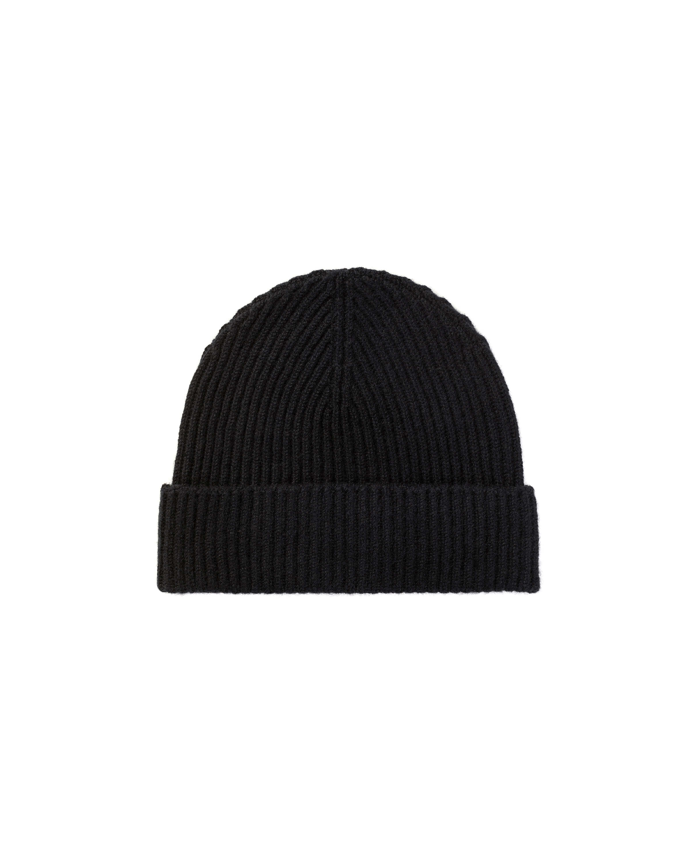 Ribbed Cashmere Black Scarf & Beanie Gift Set