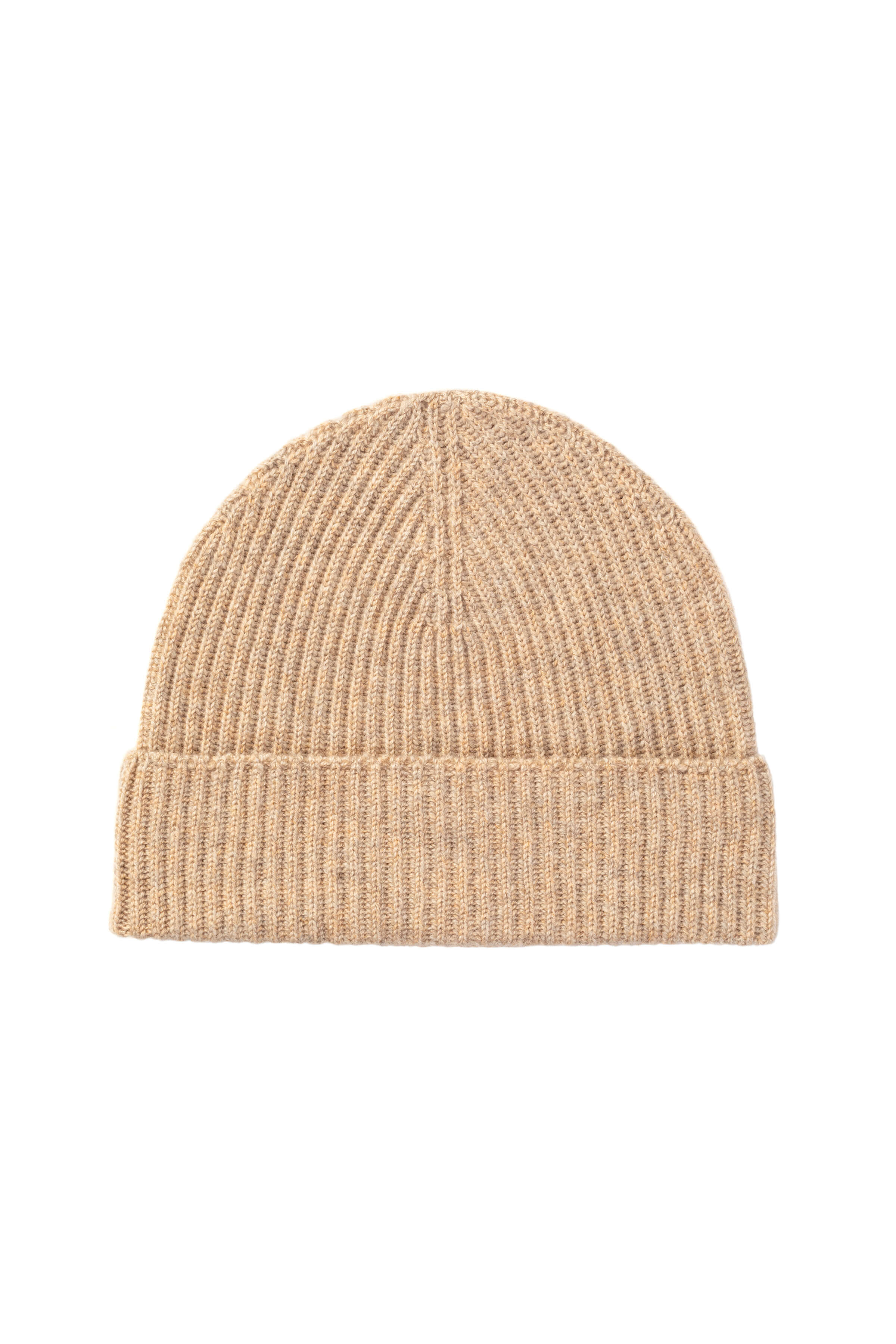 Natural Ribbed Cashmere Beanie