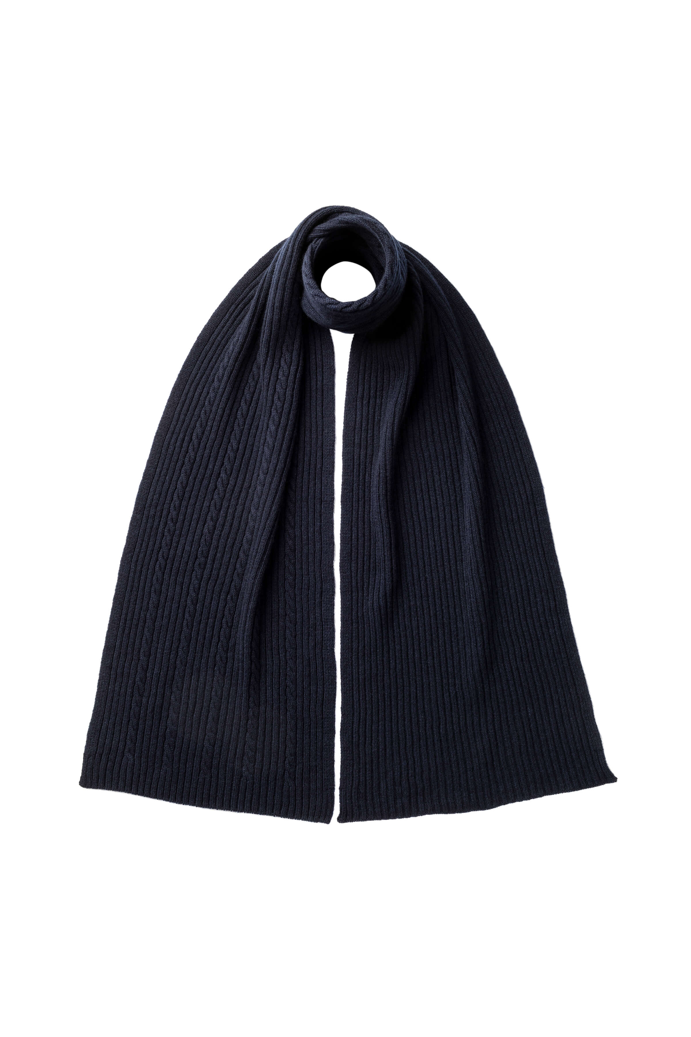 Cable Cashmere Navy Scarf & Beanie Gift Set