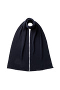 Cable & Rib Dark Navy Cashmere Scarf