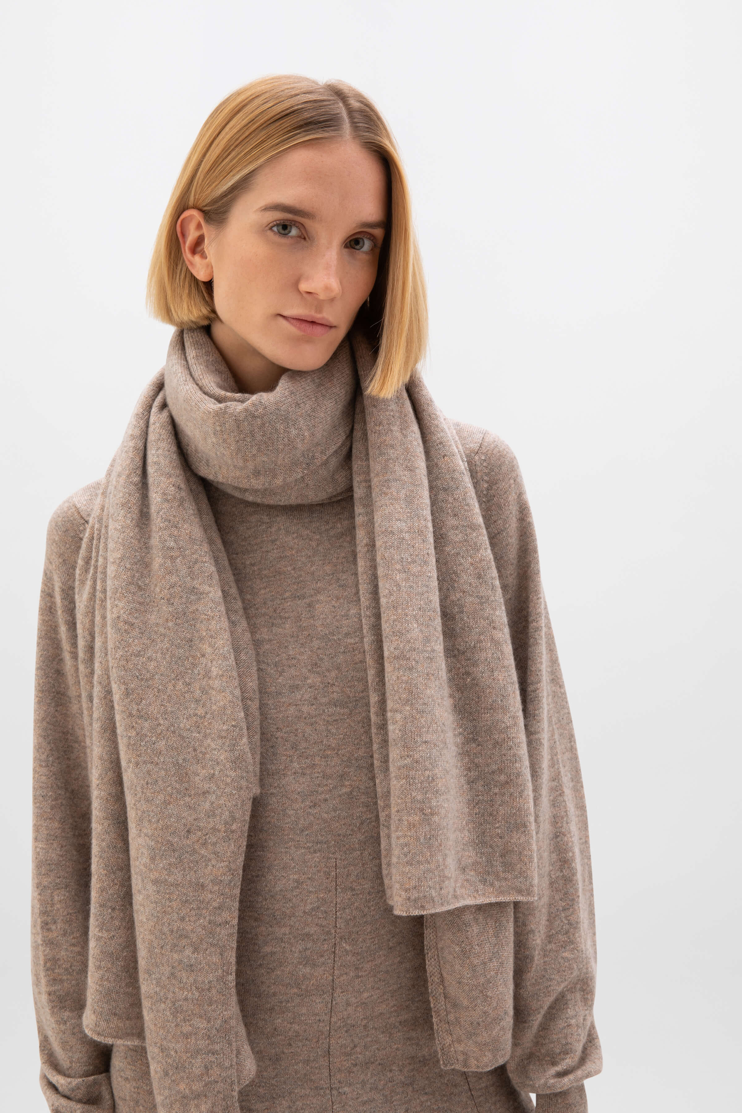 Fit & Flare Light Brown Cashmere Dress