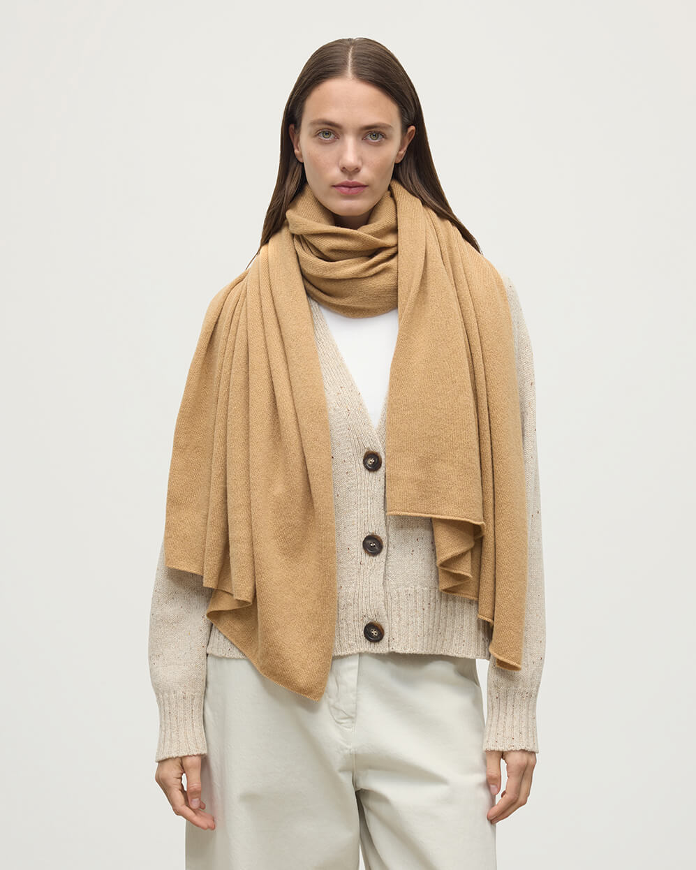 Gauzy Cashmere Camel Travel Stole