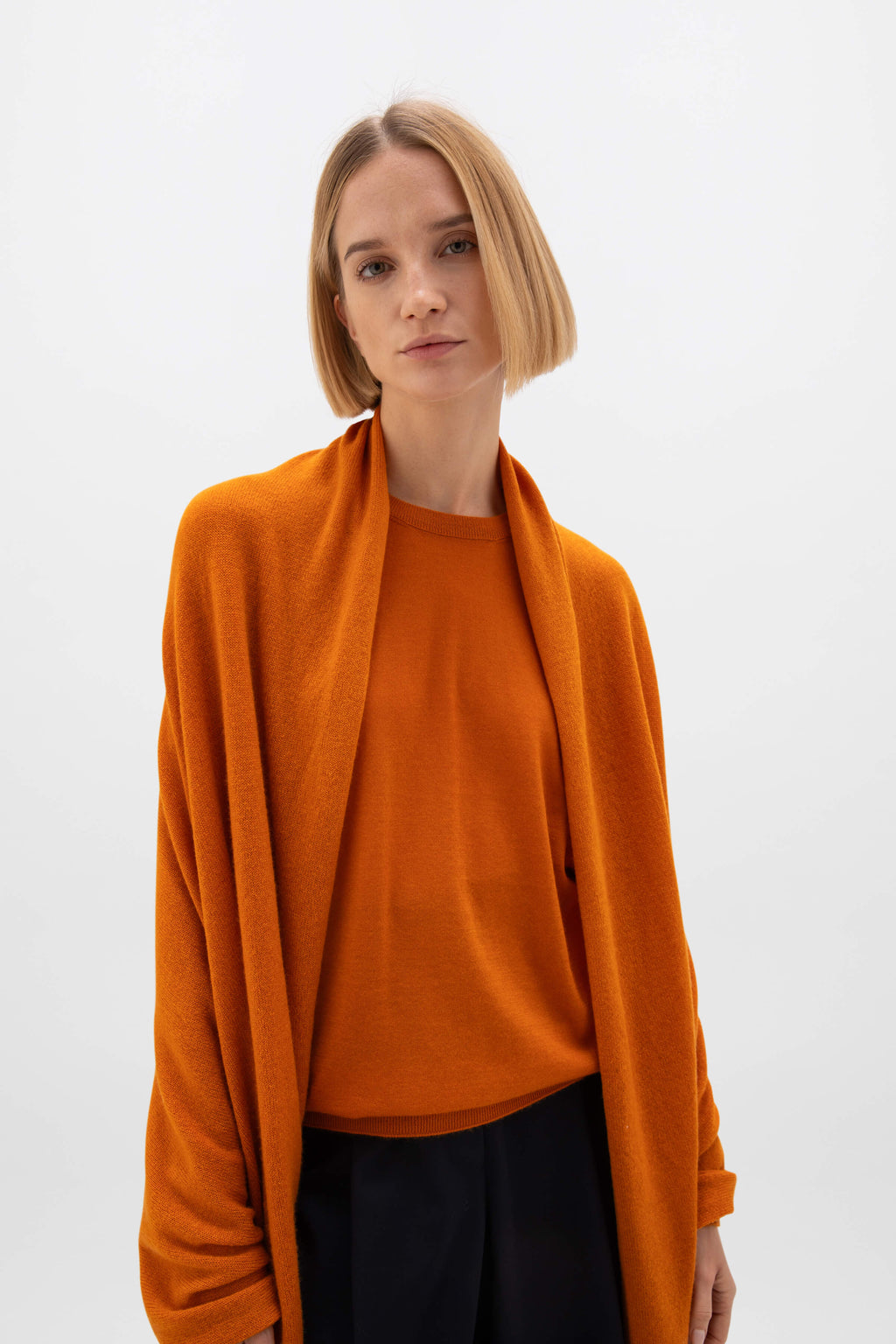 Superfine Cashmere Orange Round Neck Jumper