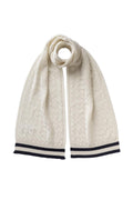 Knitted Cable Stripe White & Navy Scarf