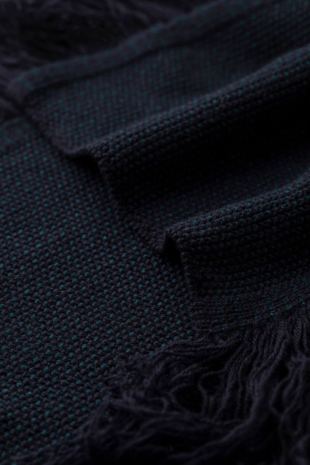 Fringed Cashmere Dark Navy Scarf