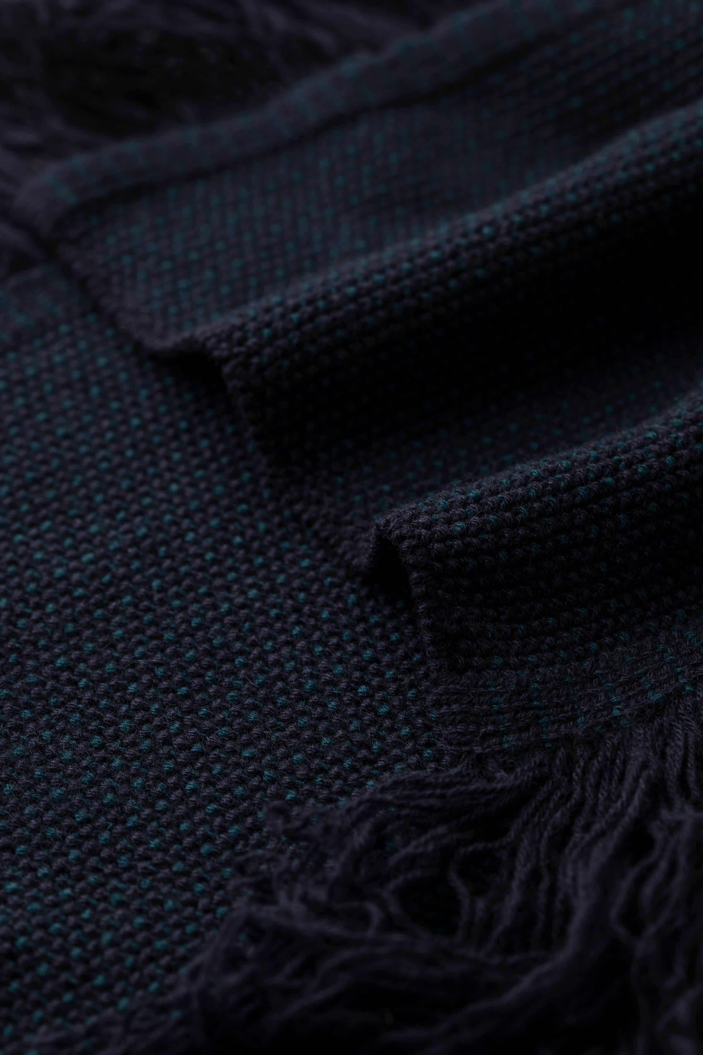 Fringed Cashmere Dark Navy Scarf