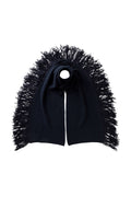 Fringed Cashmere Dark Navy Scarf