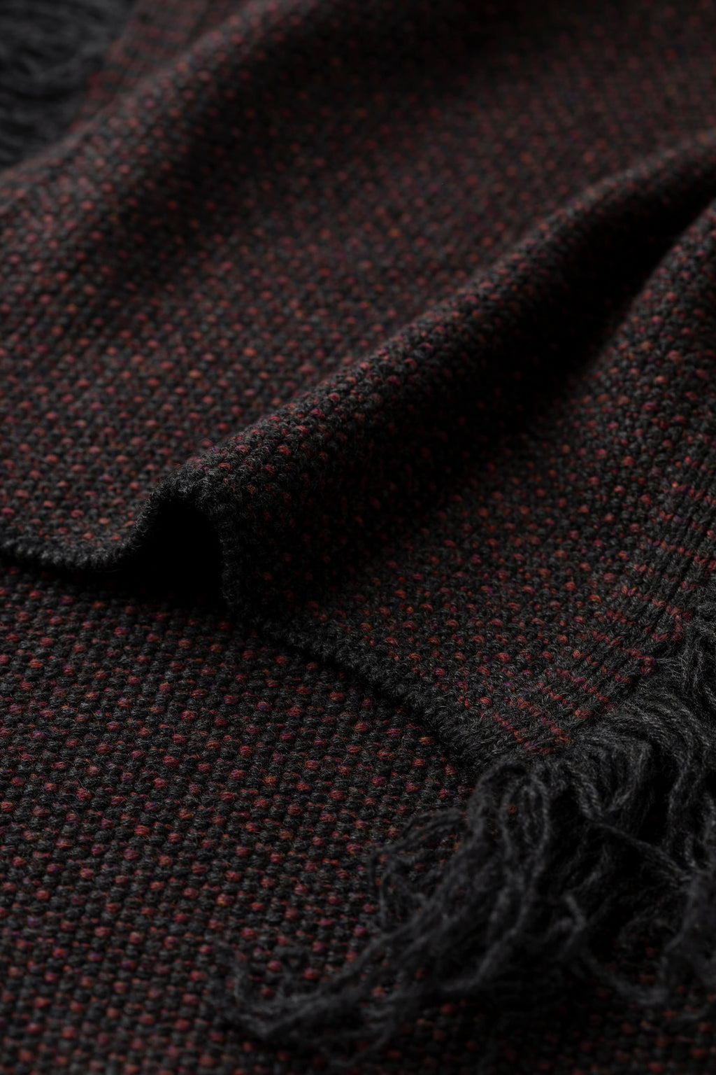 Fringed Cashmere Charcoal Scarf