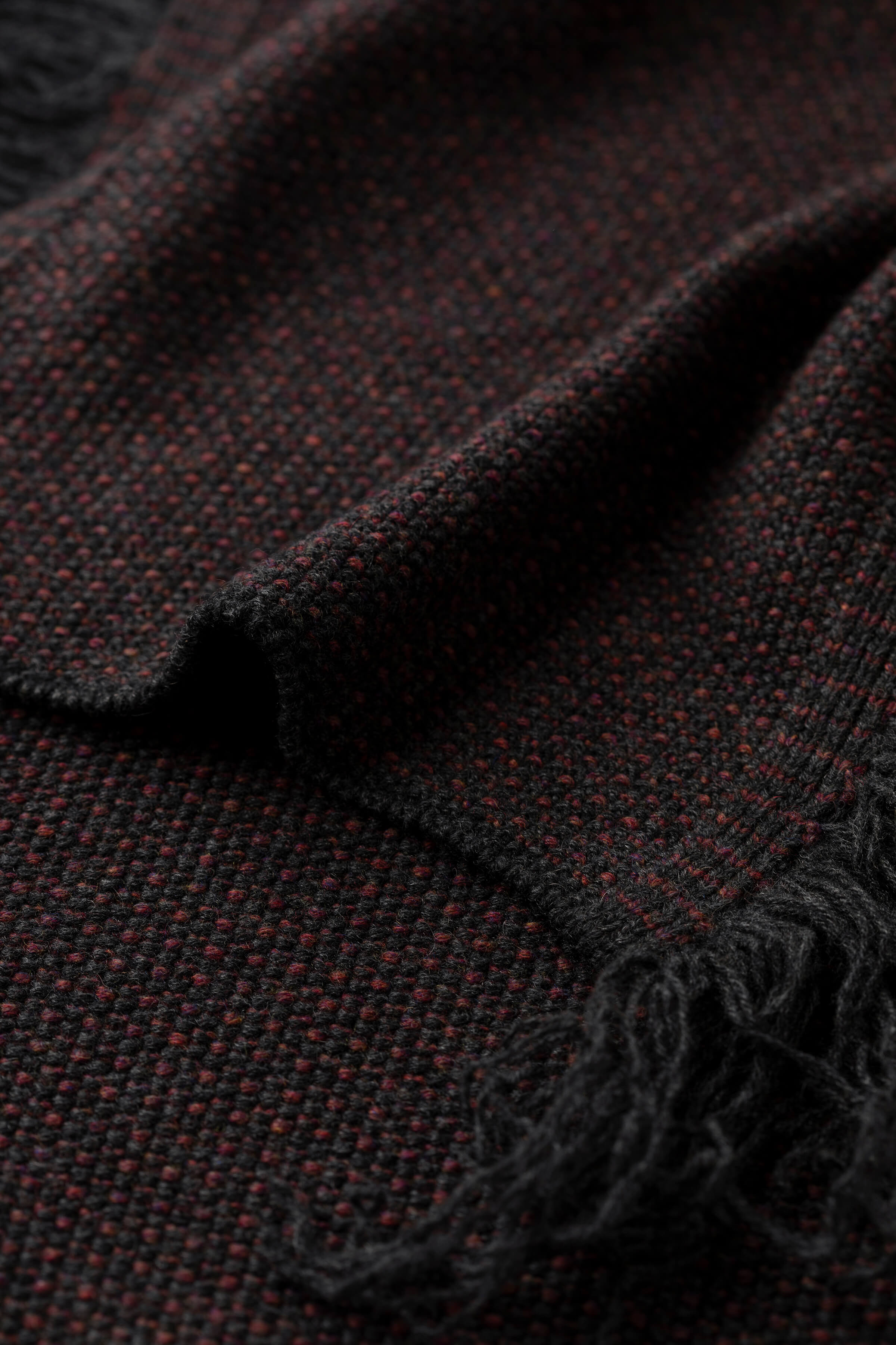 Fringed Cashmere Charcoal Scarf