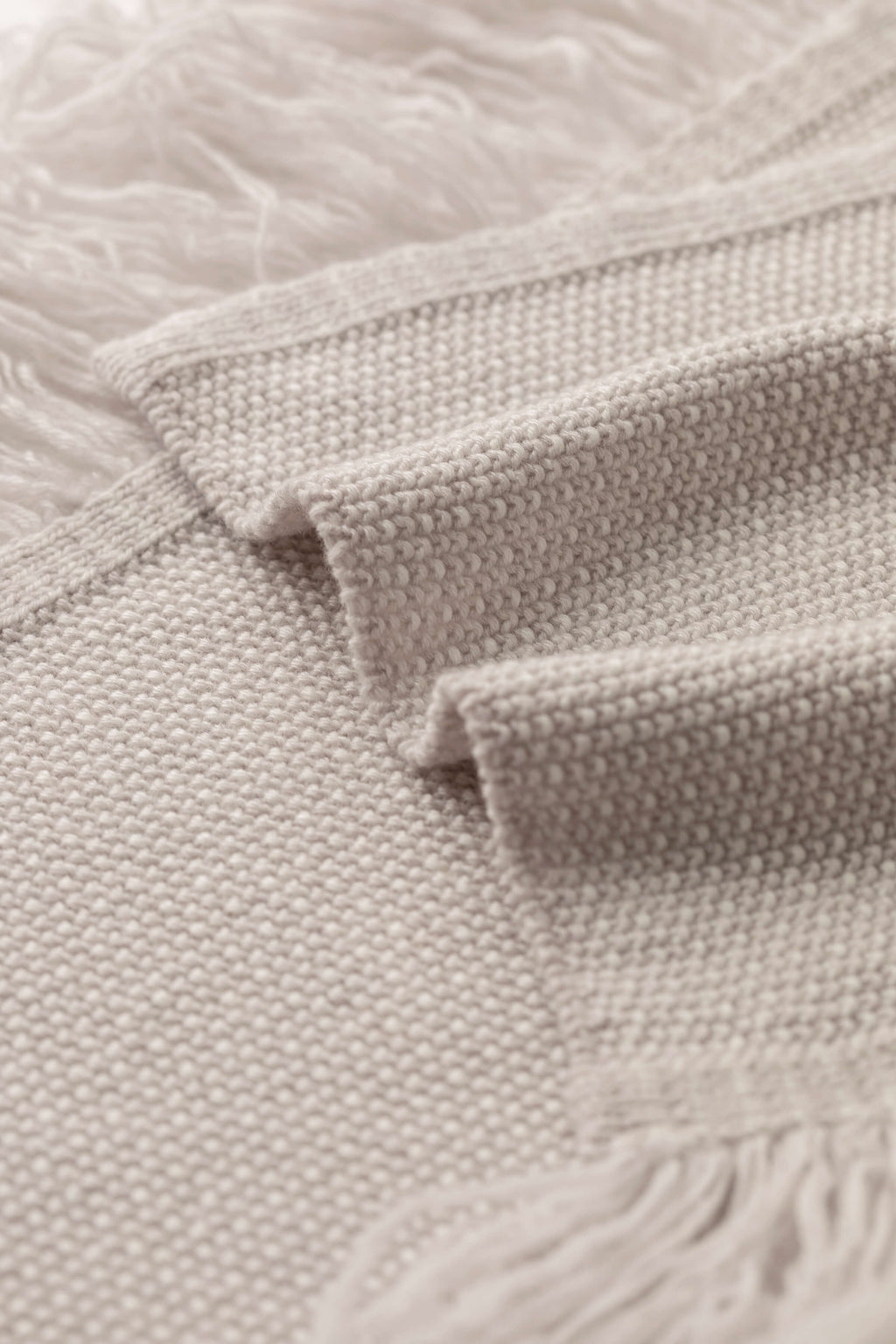 Fringed Cashmere White Scarf
