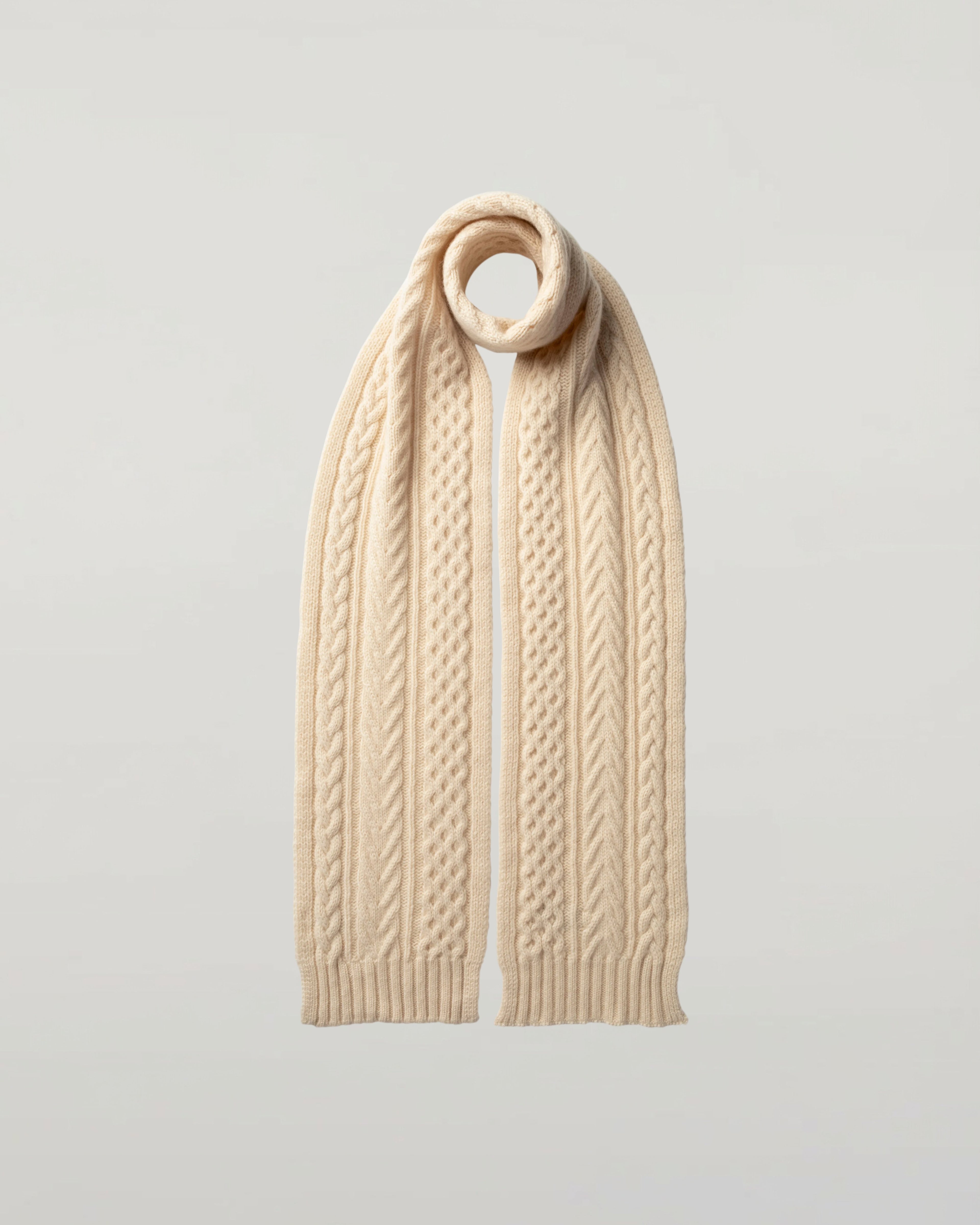 Aran Cable Cream Cashmere Scarf