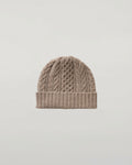 Aran Cable Brown Cashmere Beanie