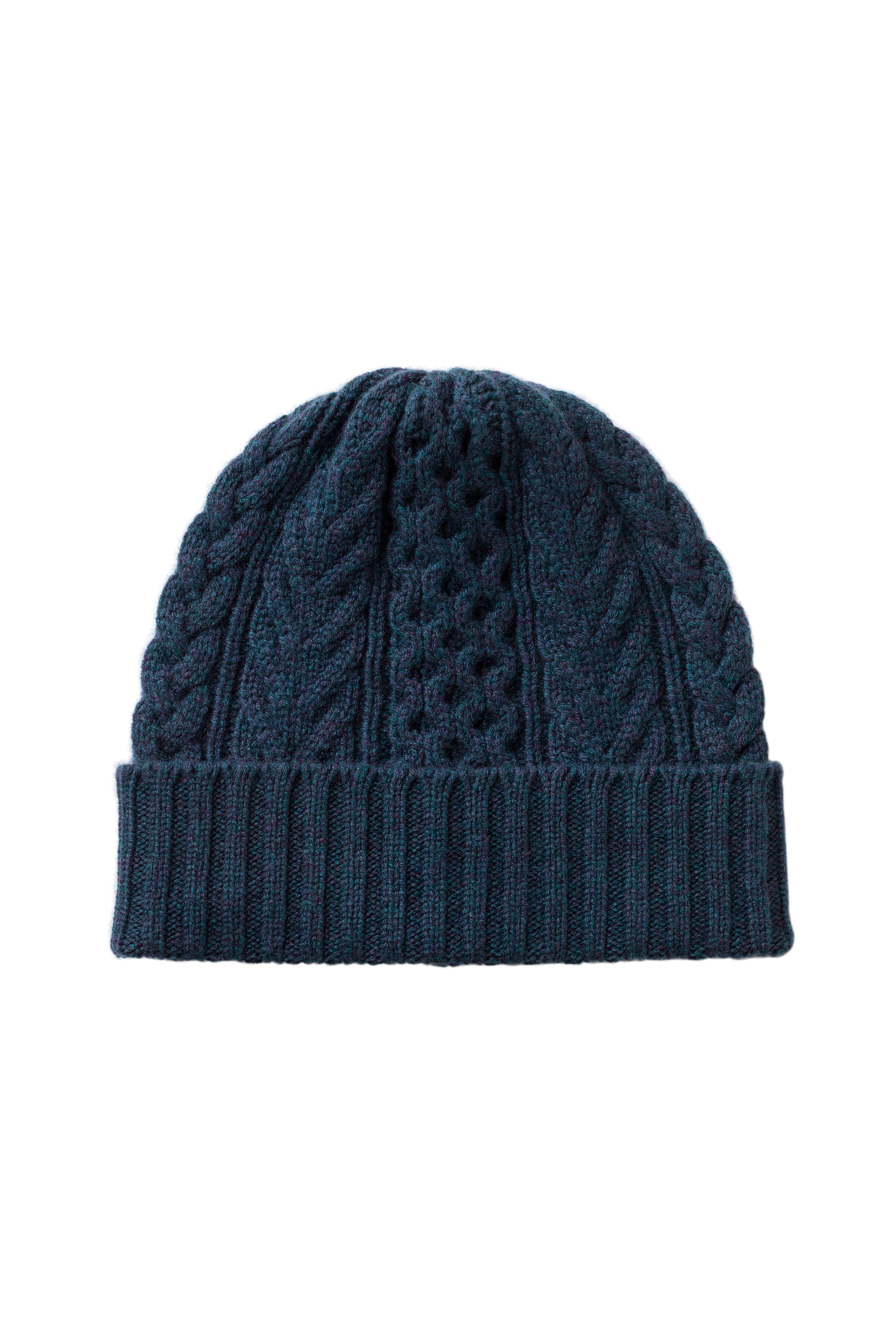 Aran Cable Navy Cashmere Beanie
