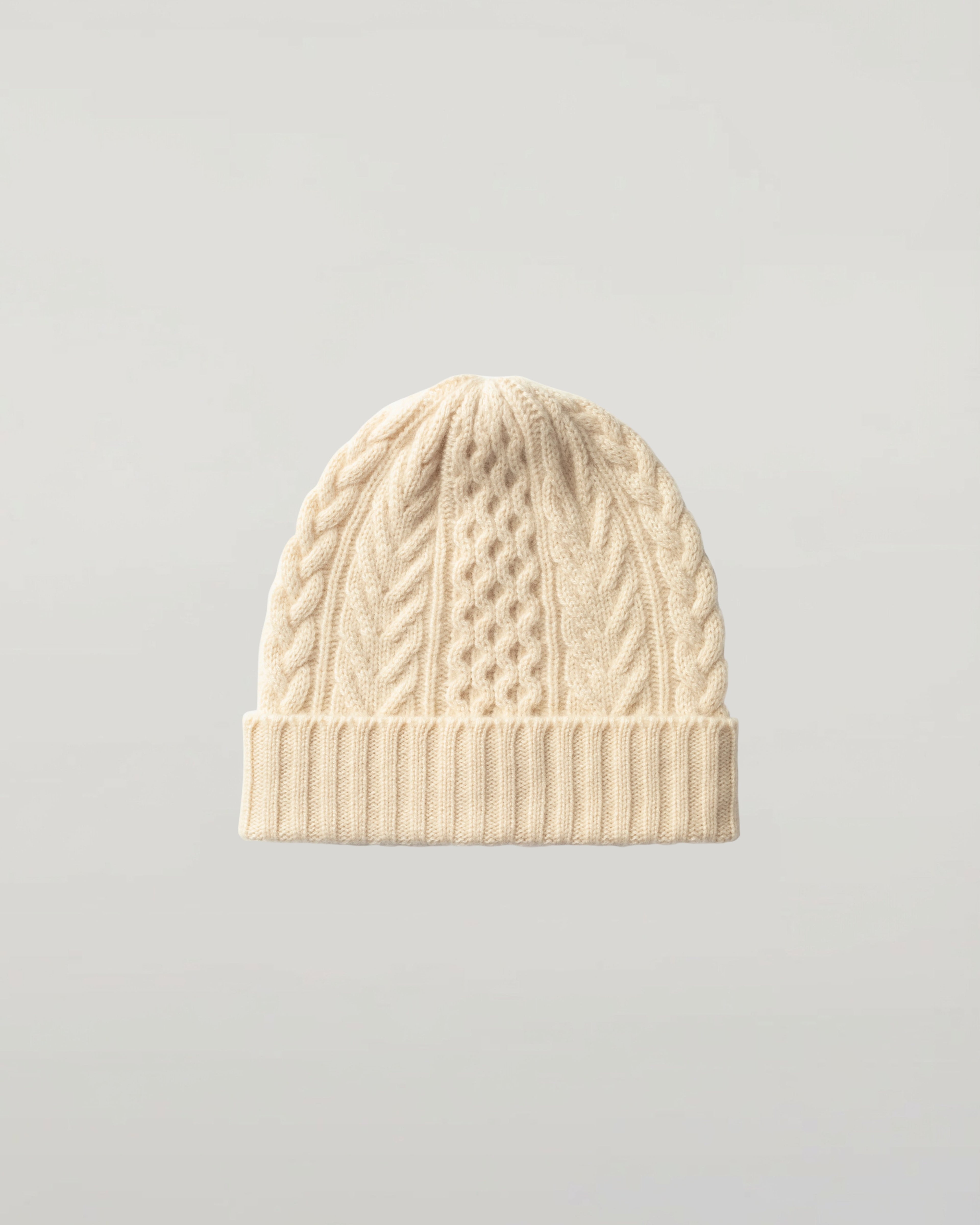 Aran Cable Cream Cashmere Beanie