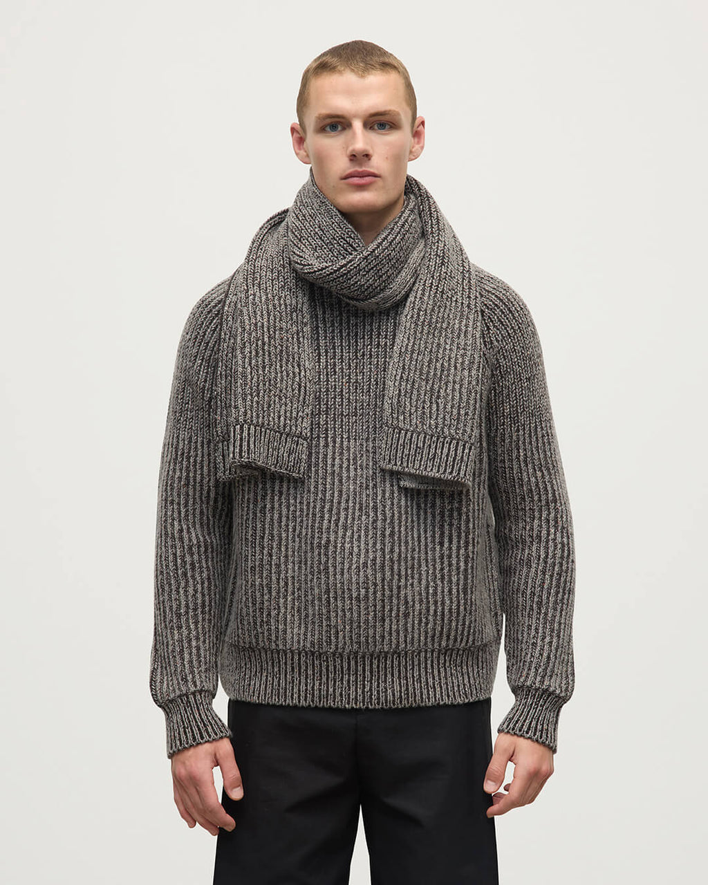 Donegal Cashmere Brown Knitted Scarf