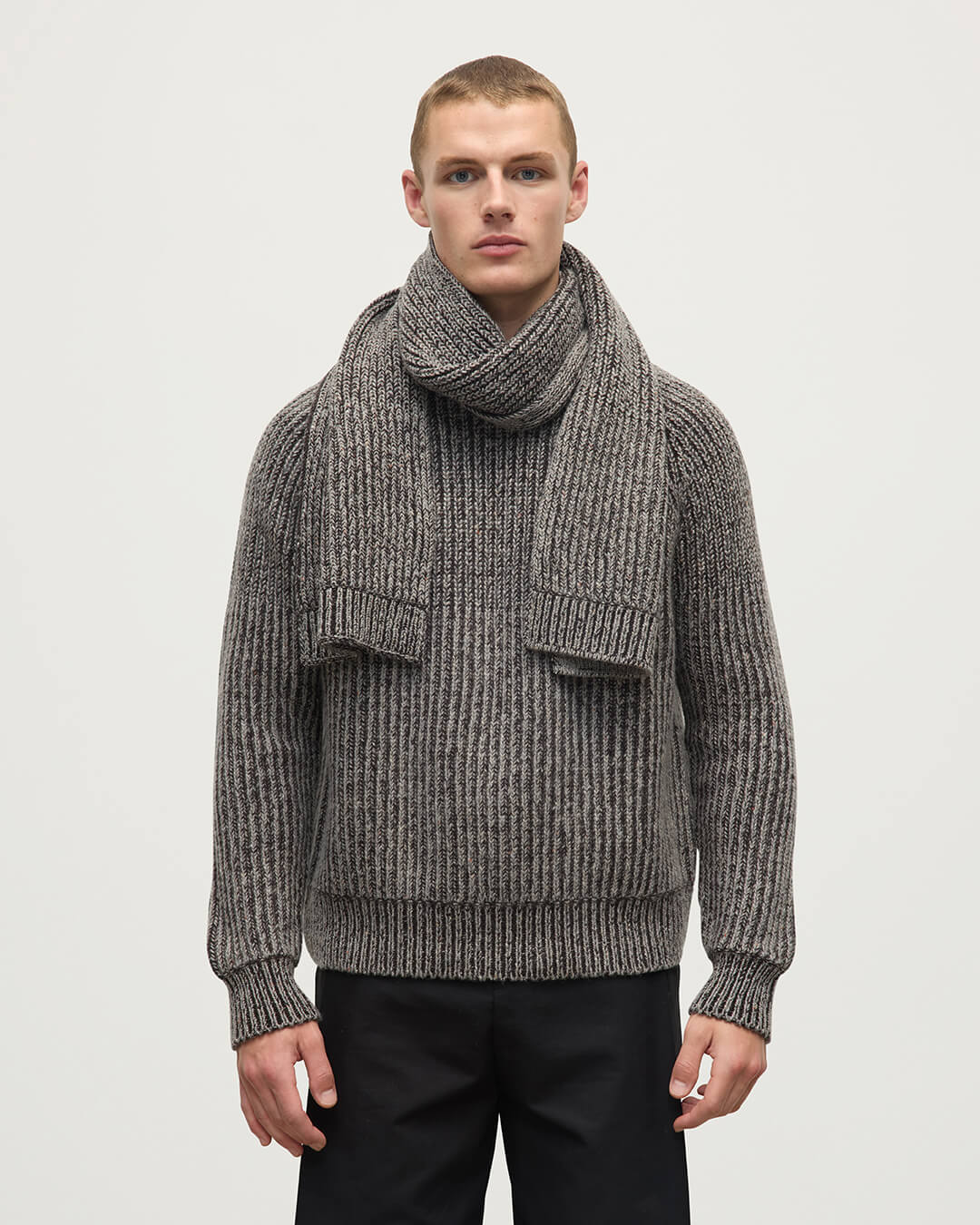 Donegal Cashmere Brown Knitted Scarf