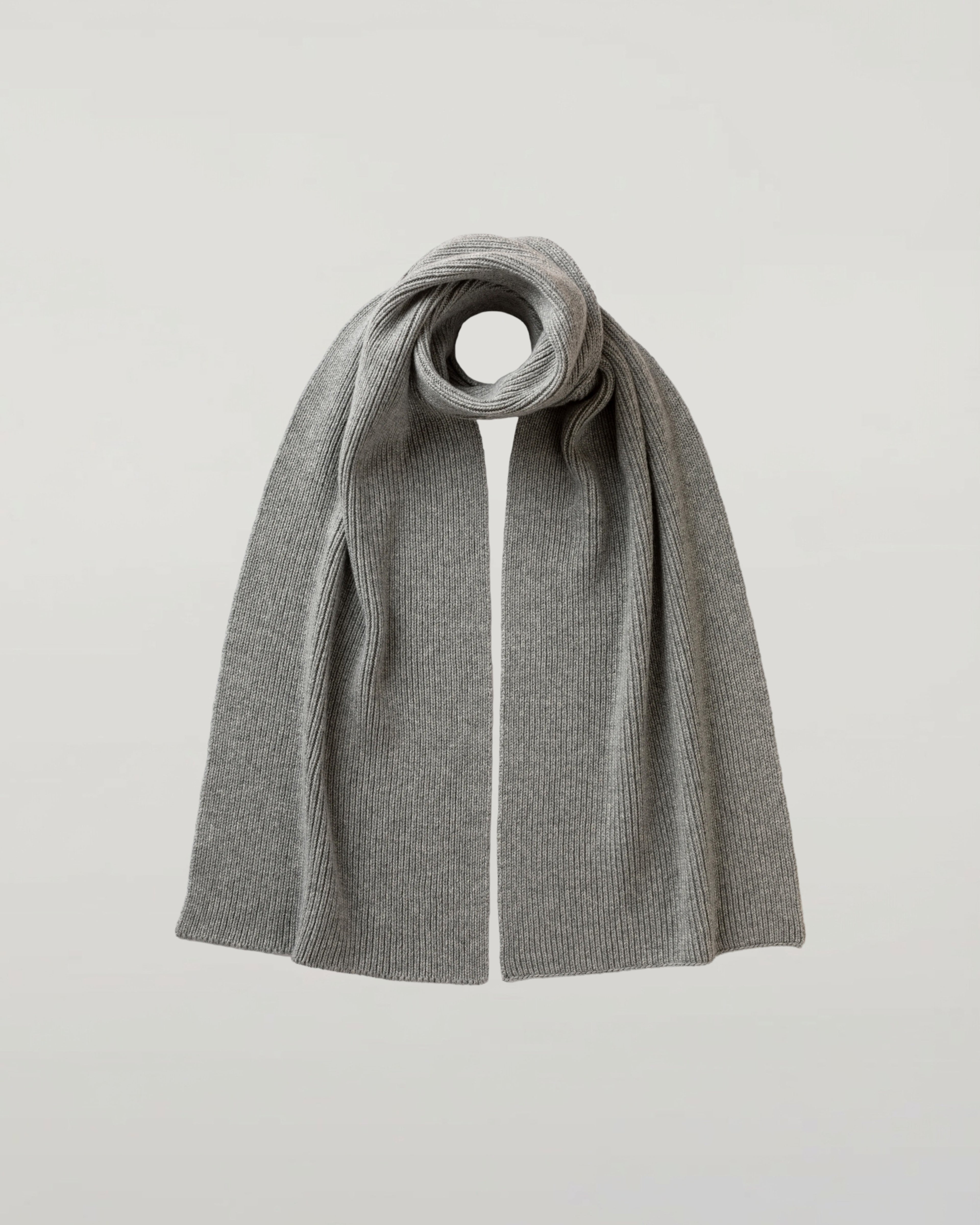 Ribbed Light Grey Cashmere Scarf