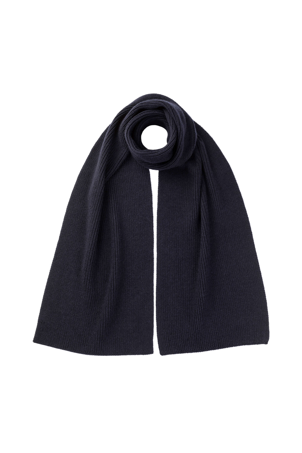 Ribbed Dark Navy Cashmere Scarf