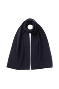 Ribbed Dark Navy Cashmere Scarf