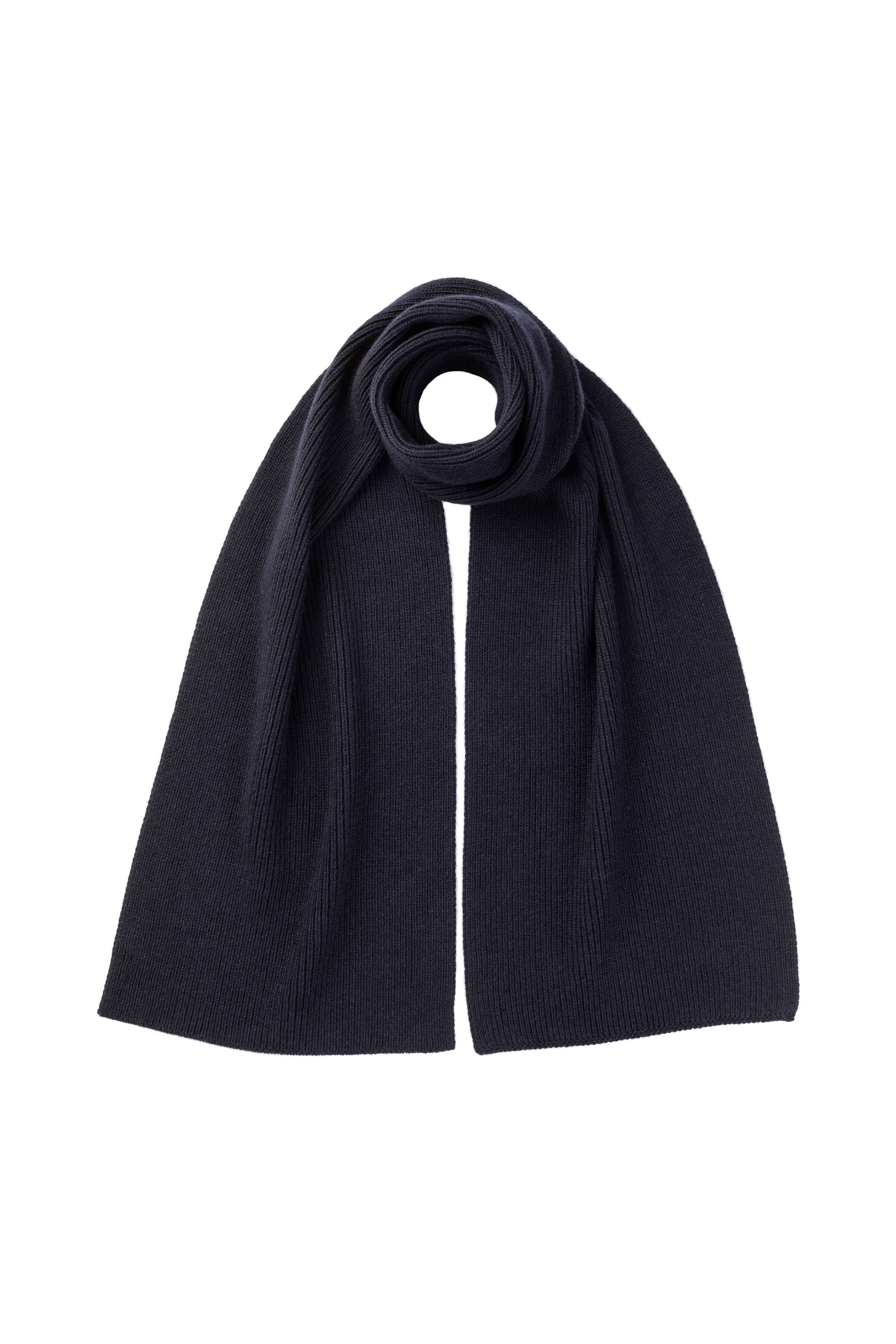 Ribbed Dark Navy Cashmere Scarf