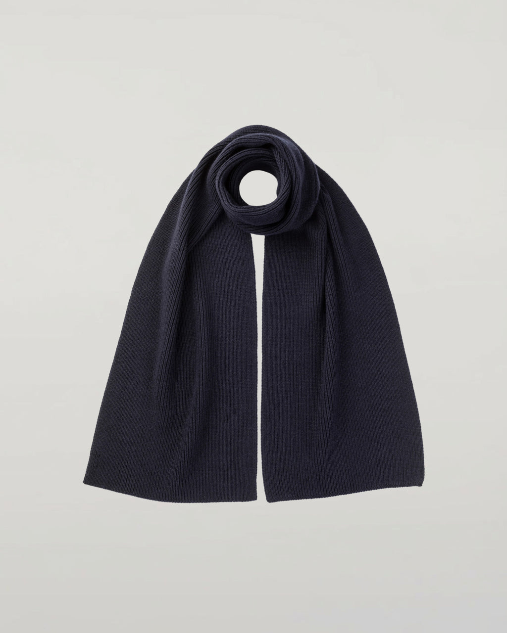 Ribbed Dark Navy Cashmere Scarf